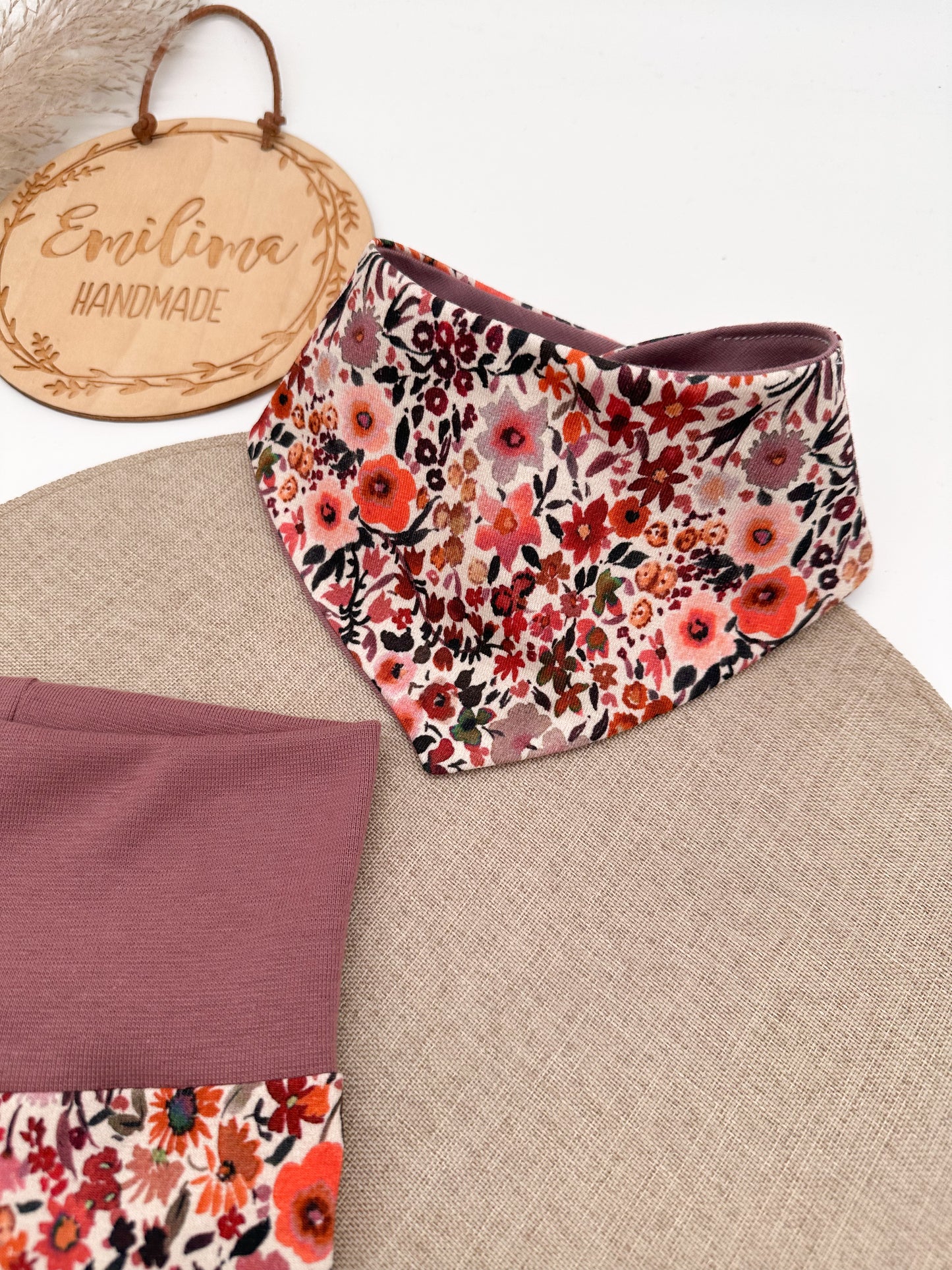 Set Leggins & Halstuch Aquarell rot Blumen