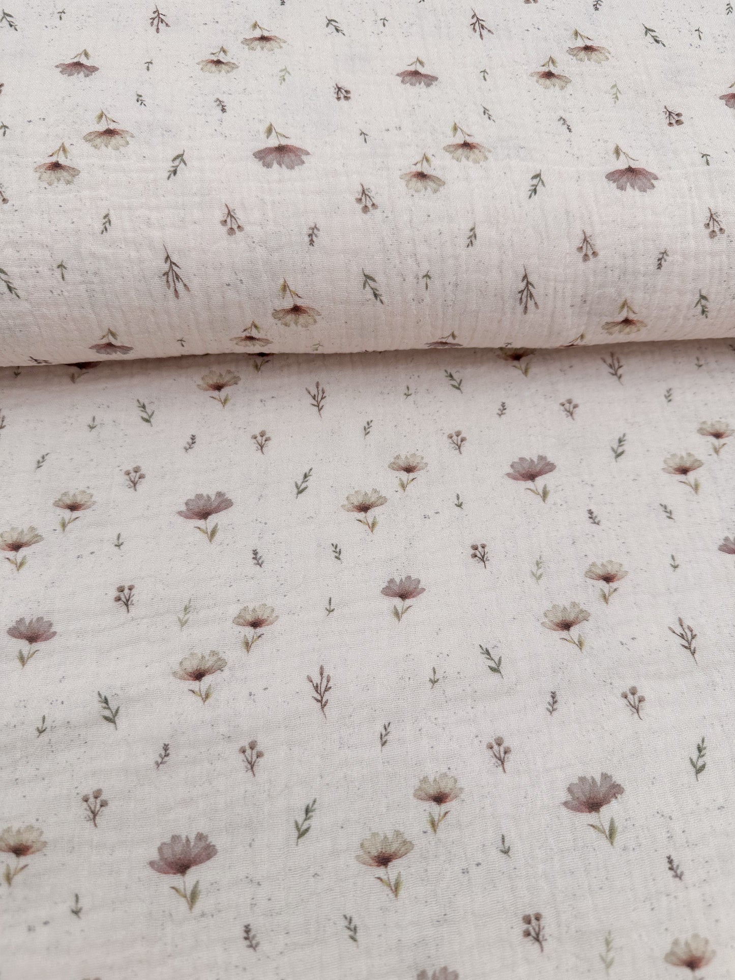 Meterware Musselin Baumwollmusselin Double gauze Stoff boho Blumen