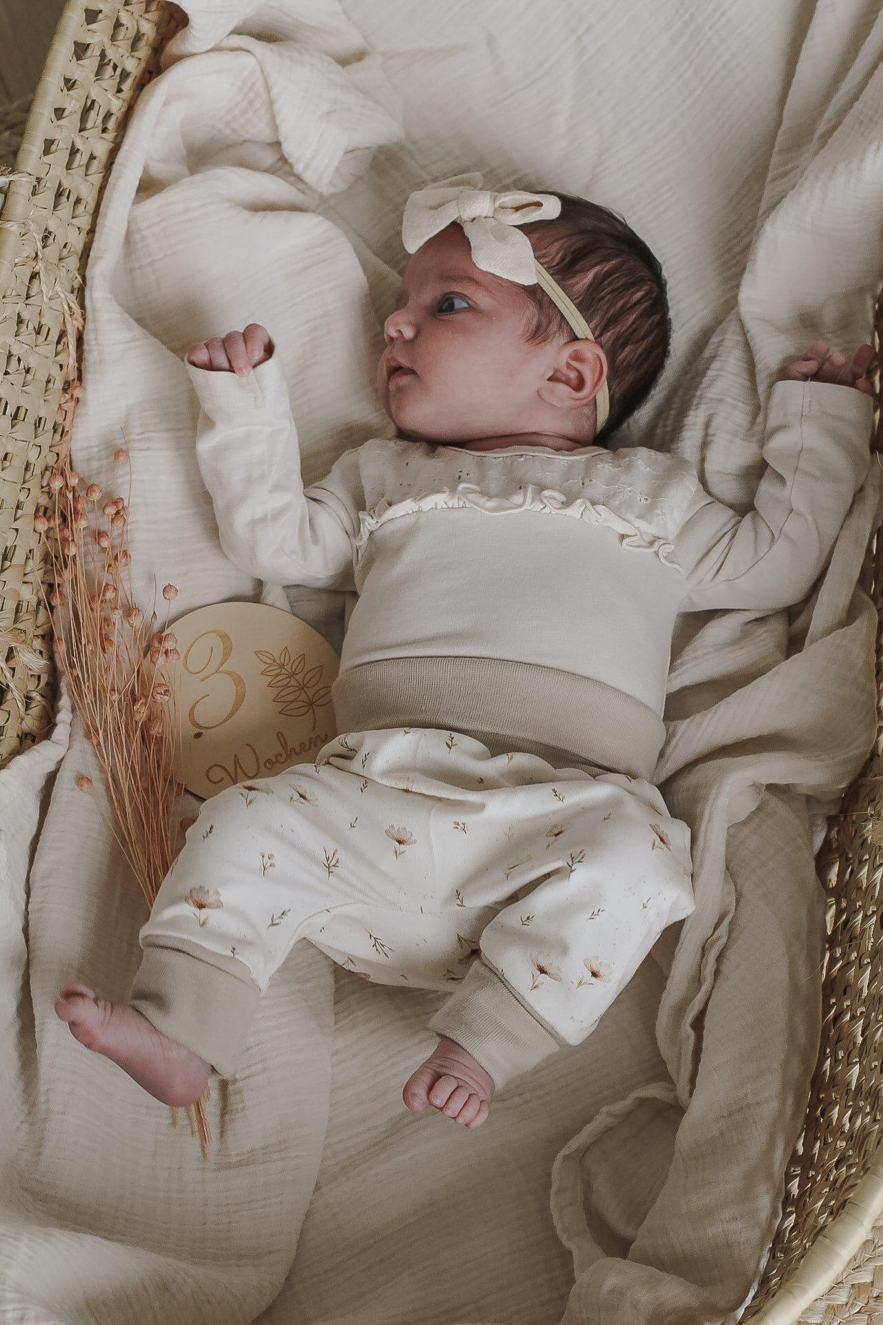 Pumphose Baggypants Baby Kleinkind Mädchen Boho Flowers cremebeige sand