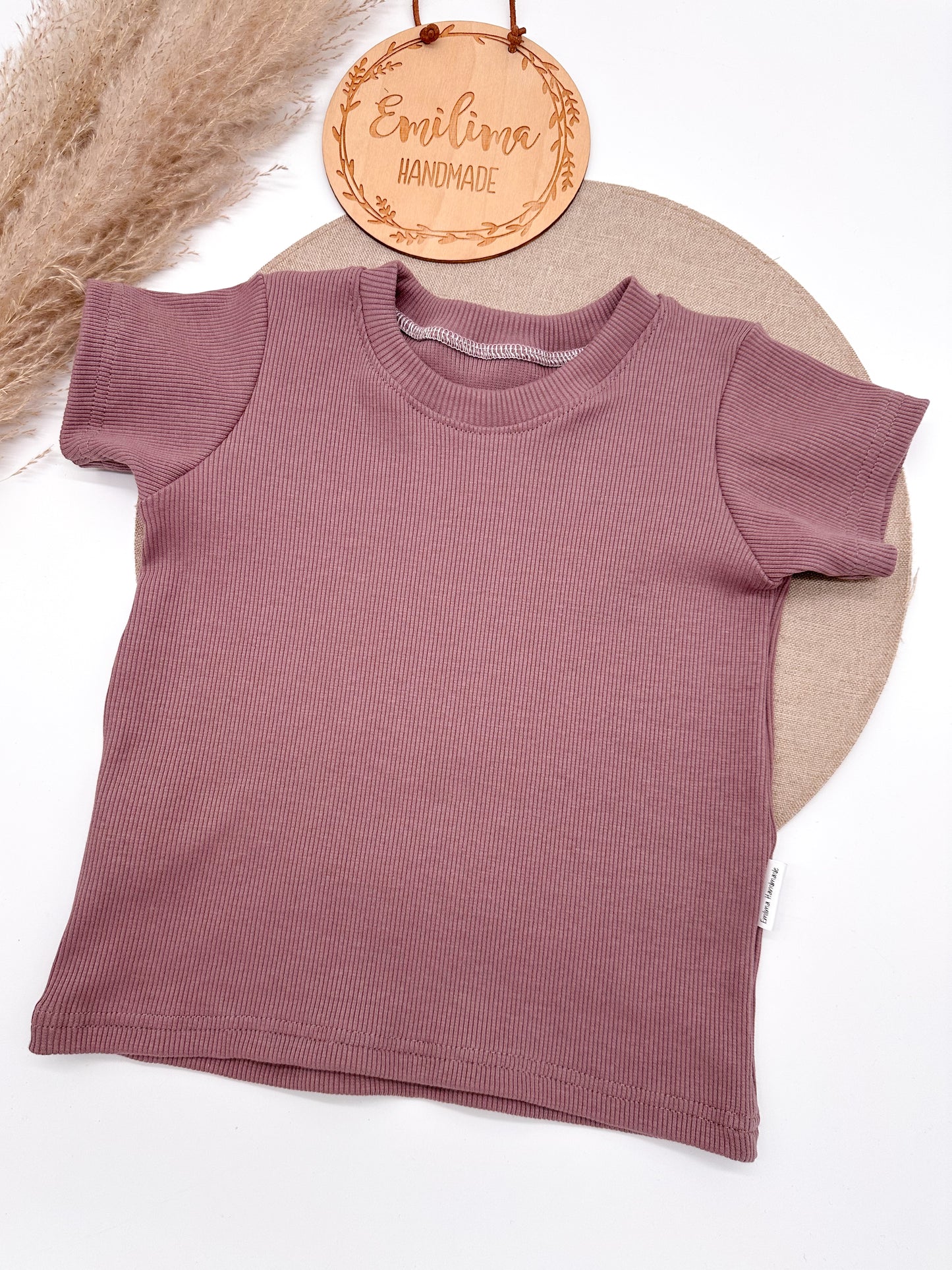 Rib TShirt kurzarm Blumen/Uni