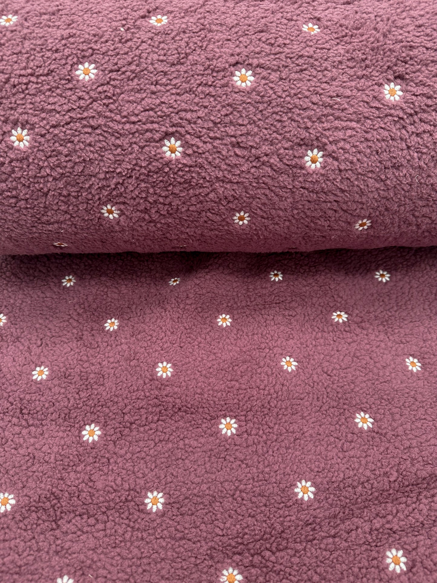 Stoff Teddyfleece Beere Blumen Meterware