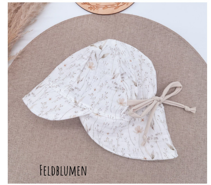 Sonnenhut Musselin Motive Baby Kleinkind Nackenschutz Schirmchen