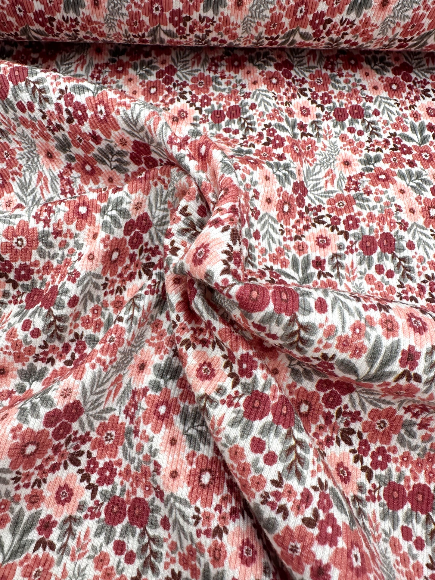 Rib Jersey Blumenwiese Cognac