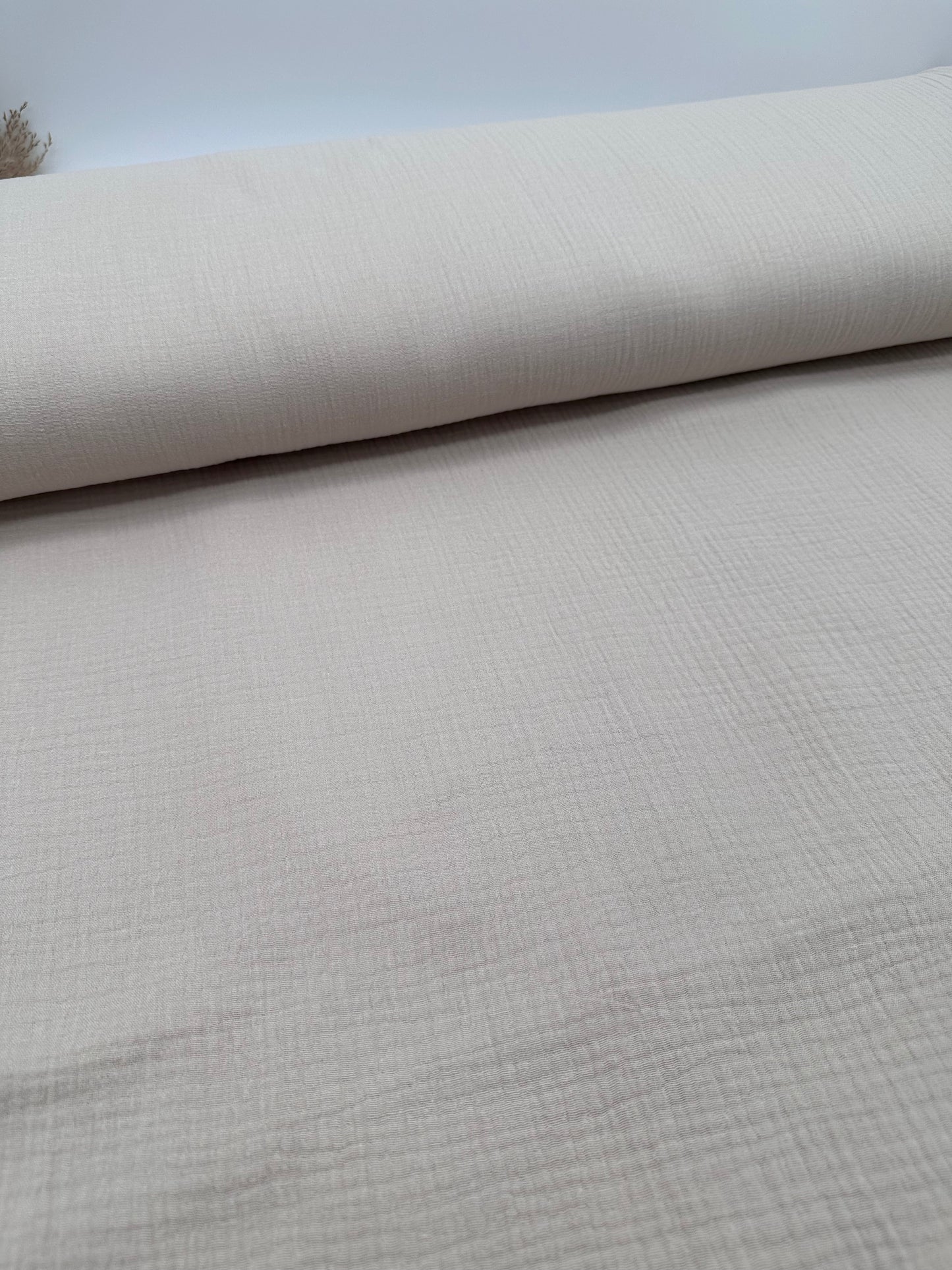 Musselin Baumwollmusselin Double gauze Stoff Uni hellbeige