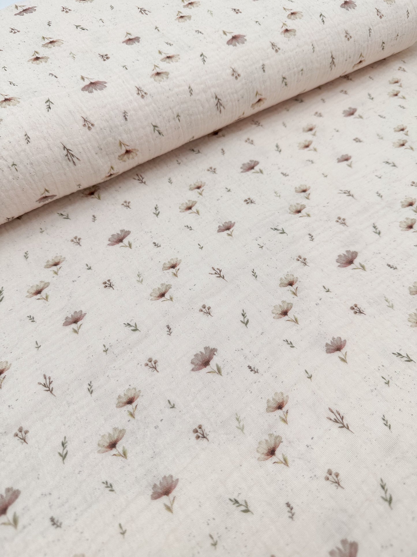 Meterware Musselin Baumwollmusselin Double gauze Stoff boho Blumen
