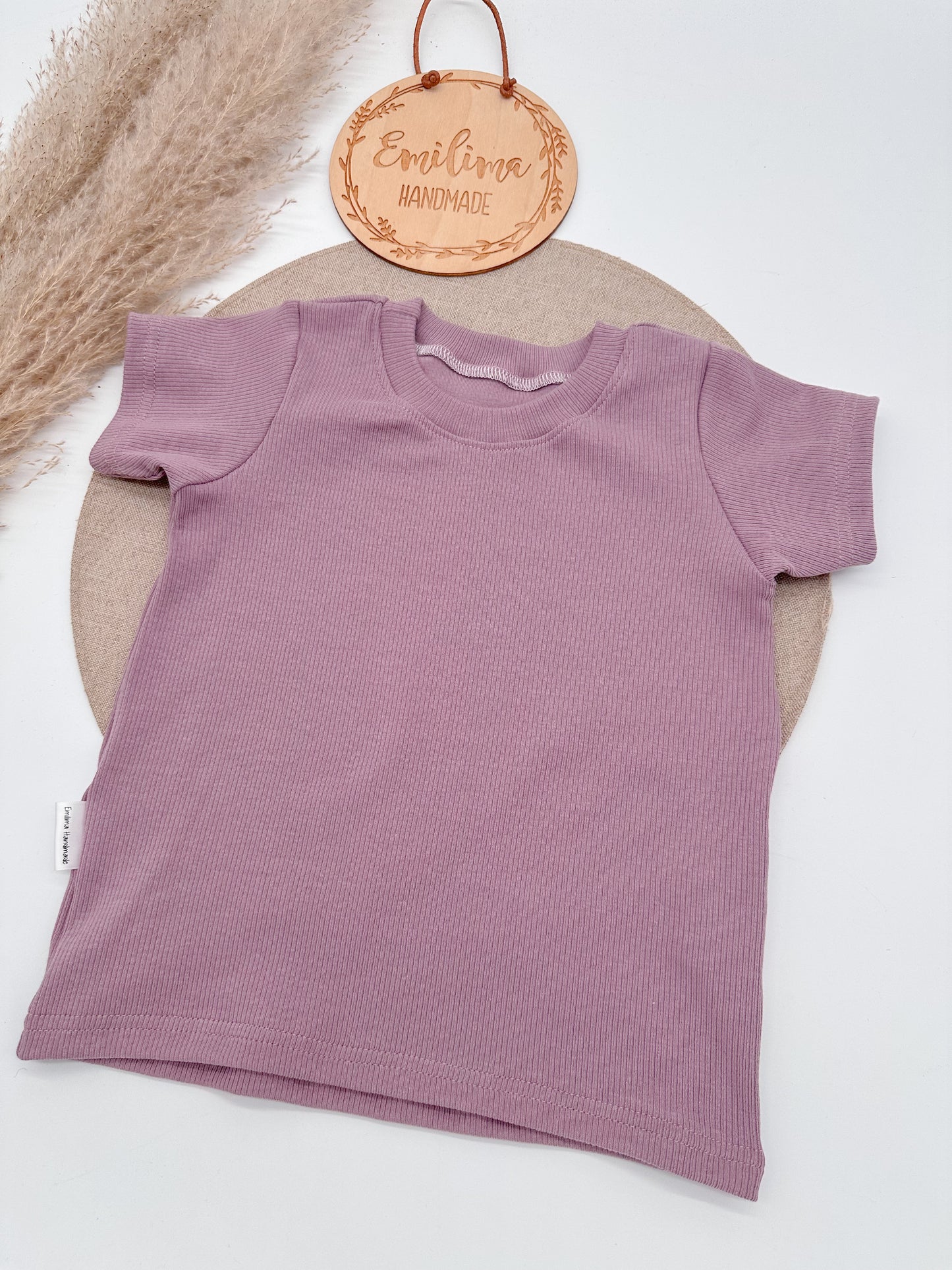 Rib TShirt kurzarm Blumen/Uni