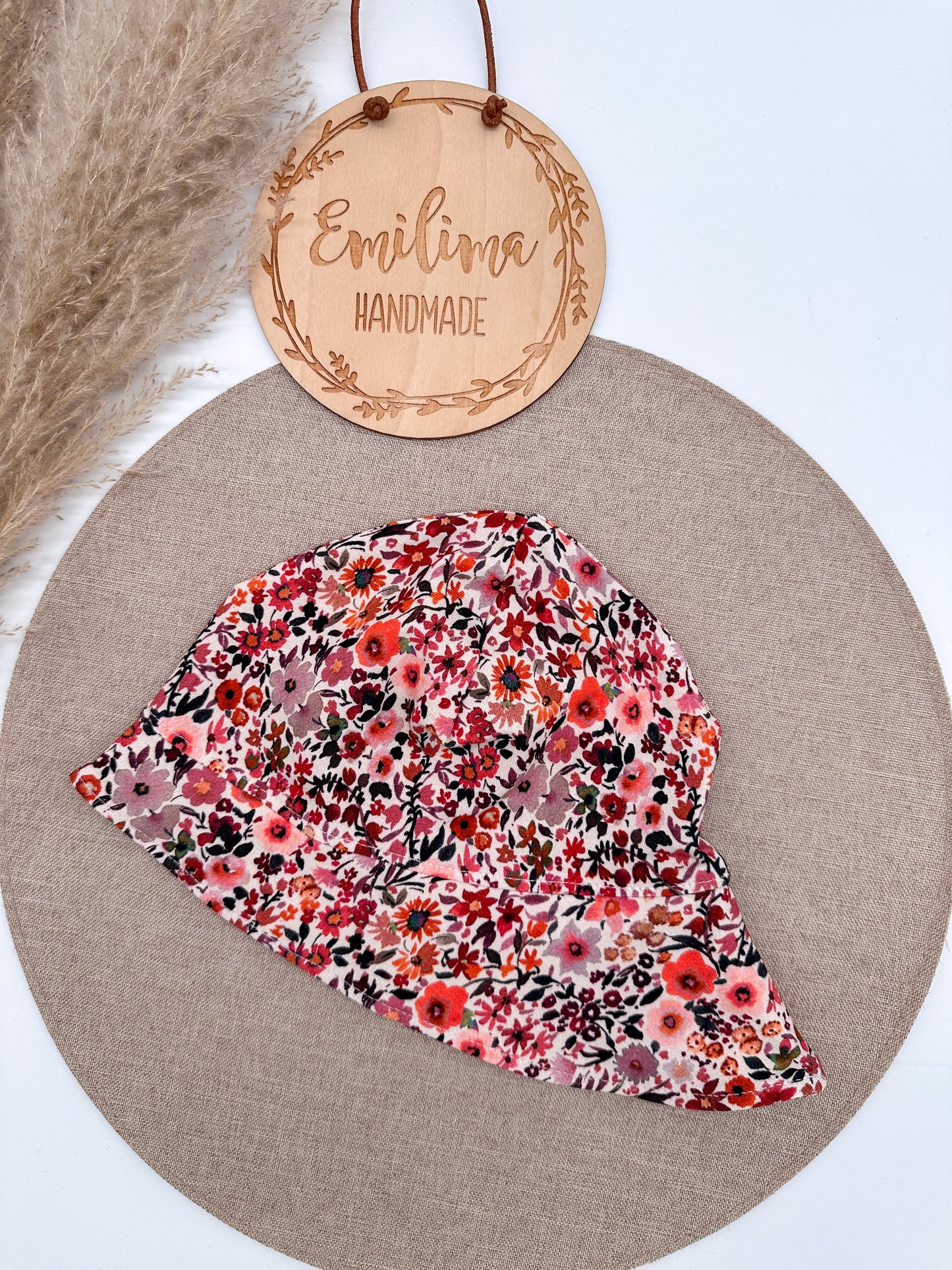 Sonnenhut Sommermütze Nackenschutz Baby Kleinkind Sonnenmütze Blumen Zweige Jersey Floral