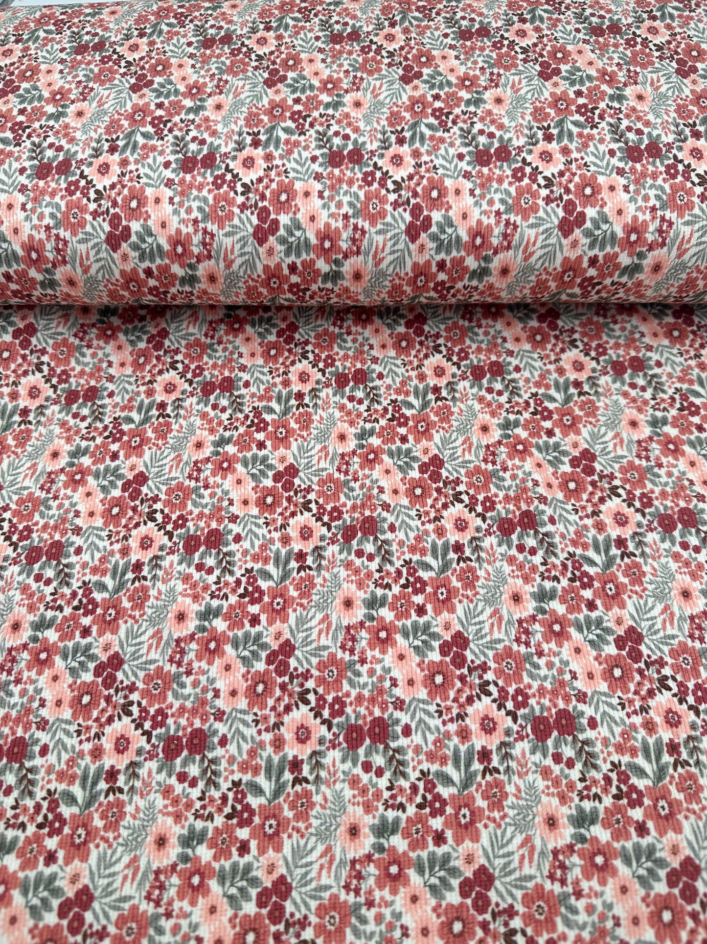 Rib Jersey Blumenwiese Cognac