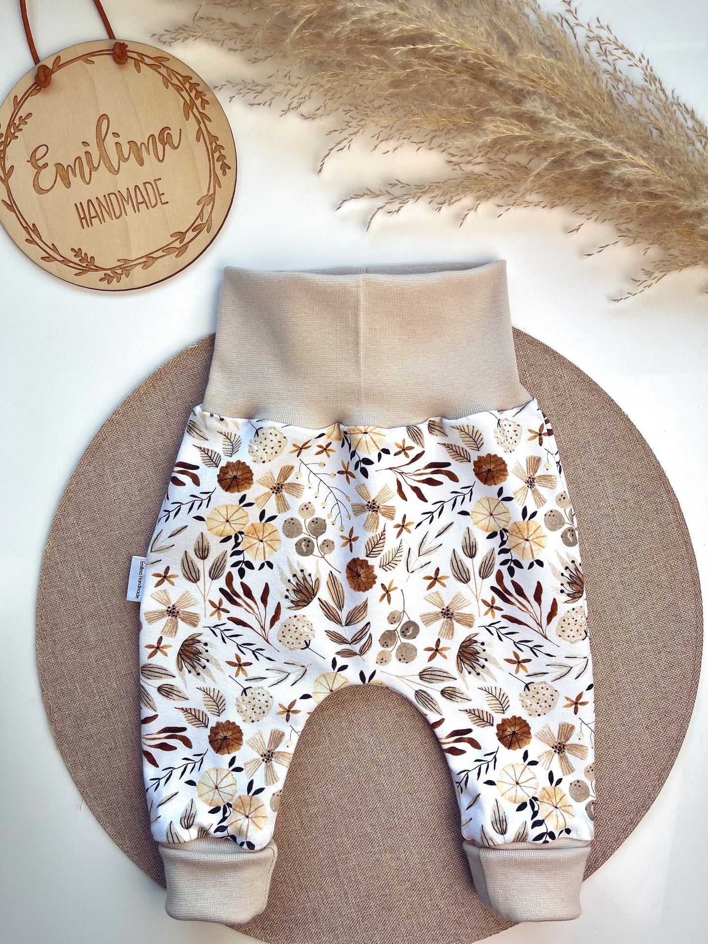 Pumphose Baggypants Baby Kleinkind Mädchen Sandblumen Weiß