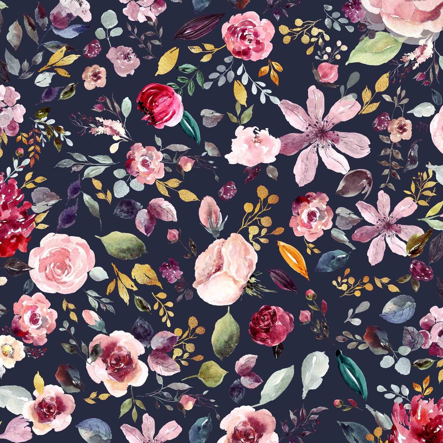 Jersey Stoff bunte Blumen marineblau Baumwolljersey GOTS