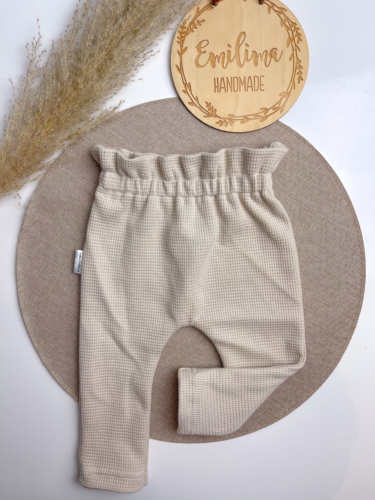 Paperbag Hose Paperbagpants Waffeljersey Uni Schleife