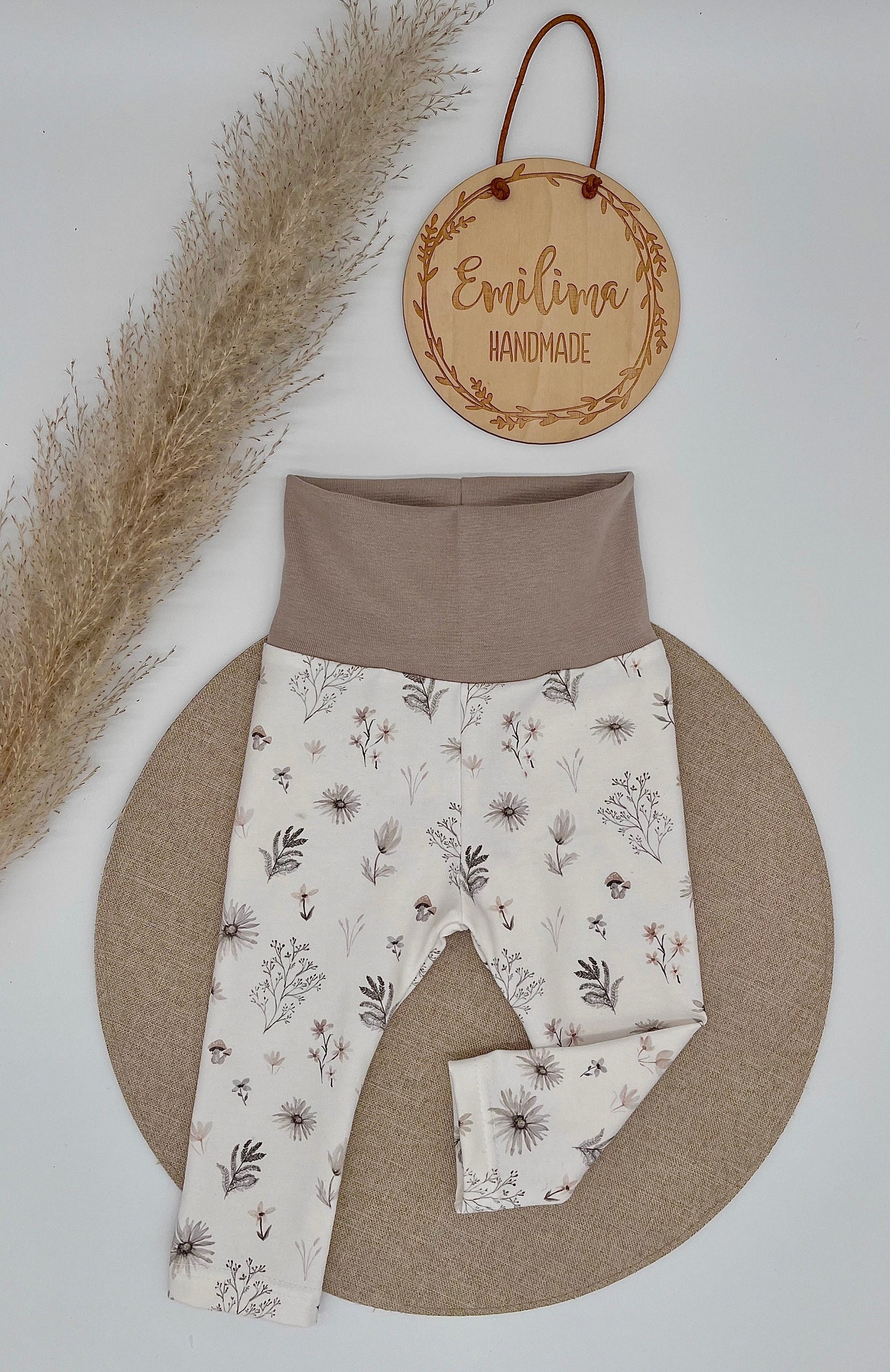 Leggins mit Blumen |dunkelbeige
