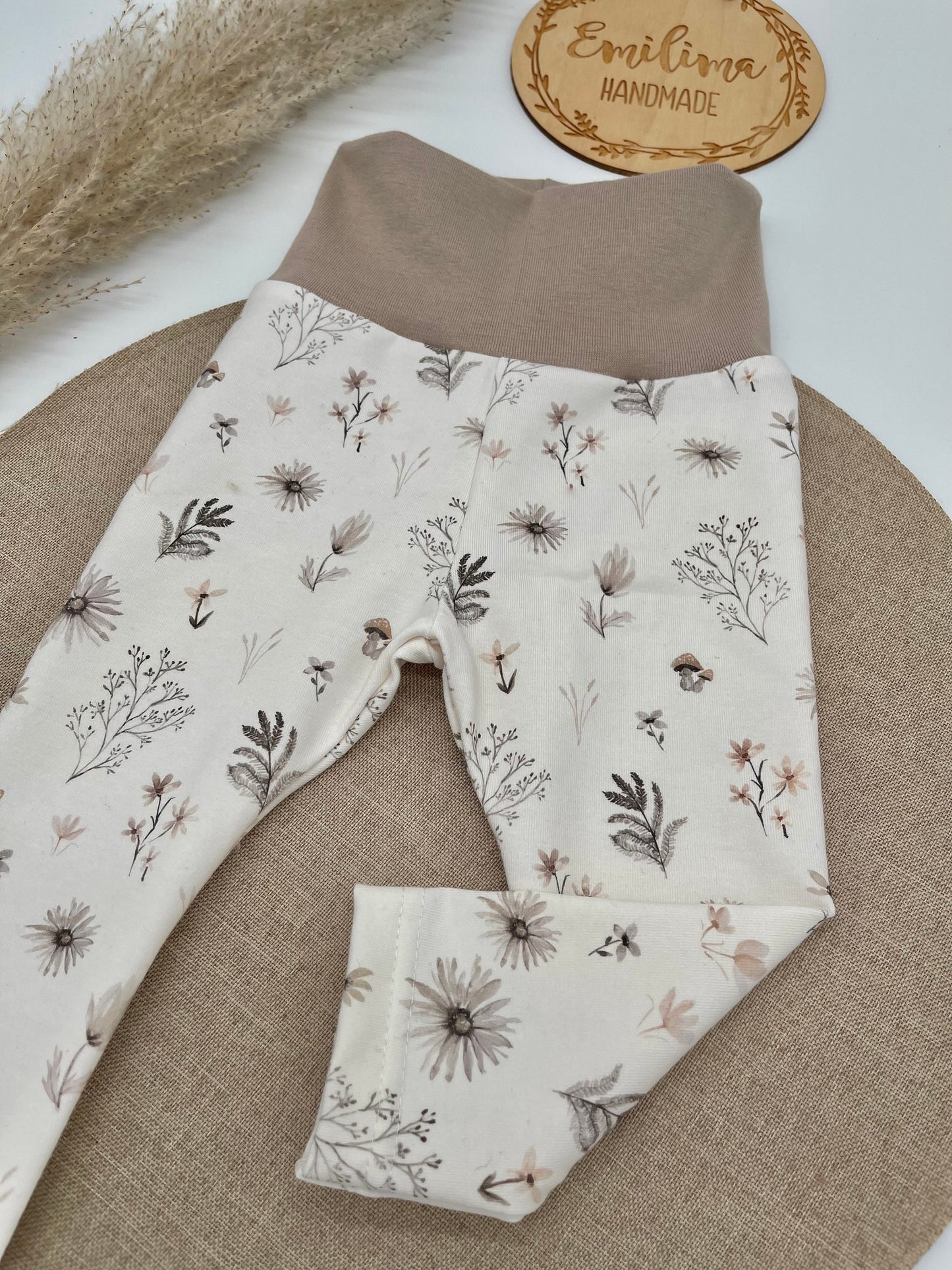 Leggins mit Blumen |dunkelbeige