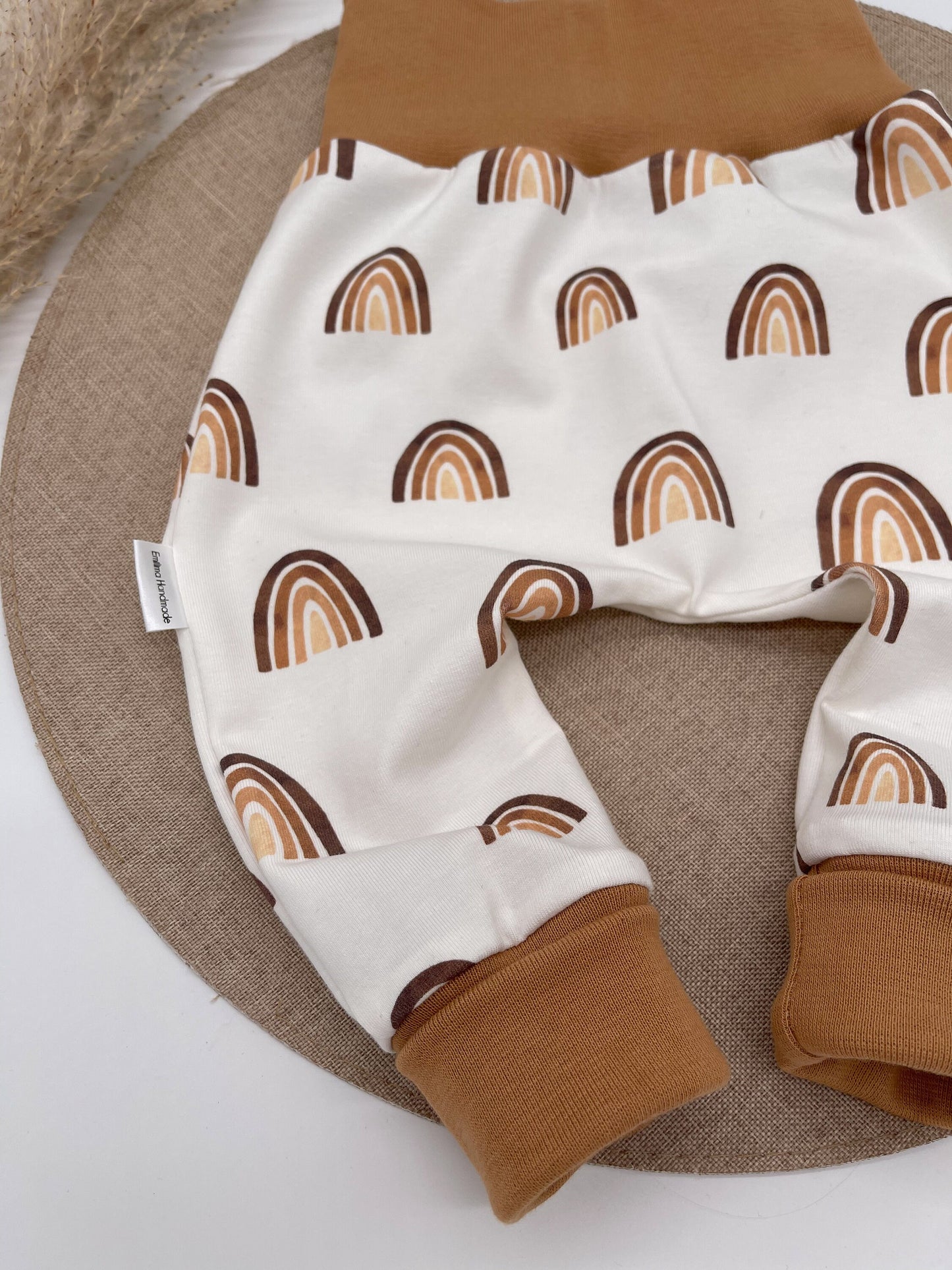 Pumphose / Baggypants Baby Kleinkind Regenbogen braun Karamell Creme