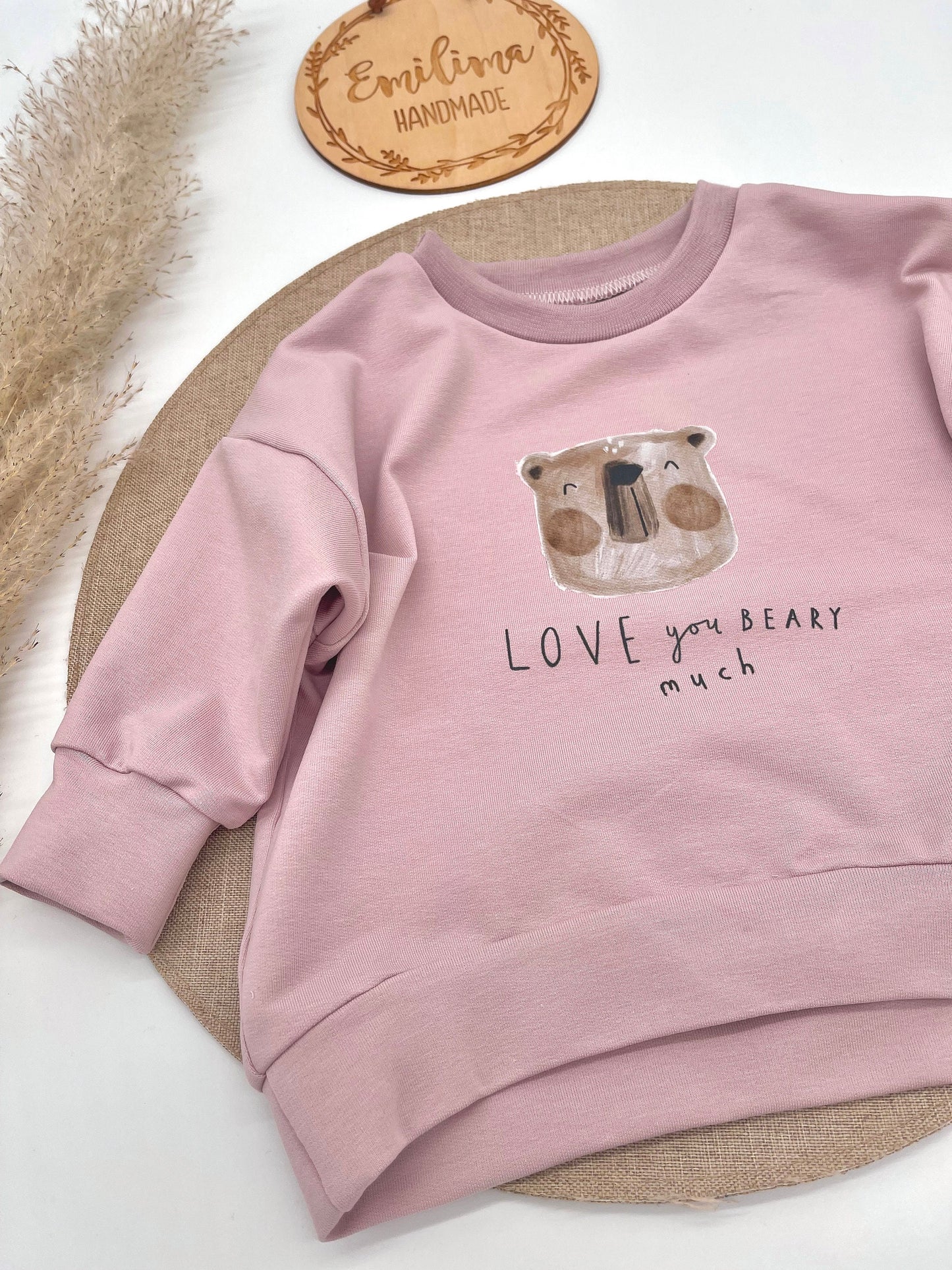 Oversize Sweater Beary Uni rosa Baby Kleinkind Bär Love