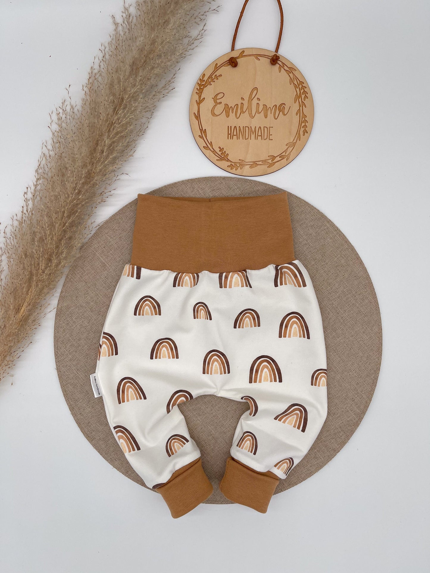 Pumphose / Baggypants Baby Kleinkind Regenbogen braun Karamell Creme