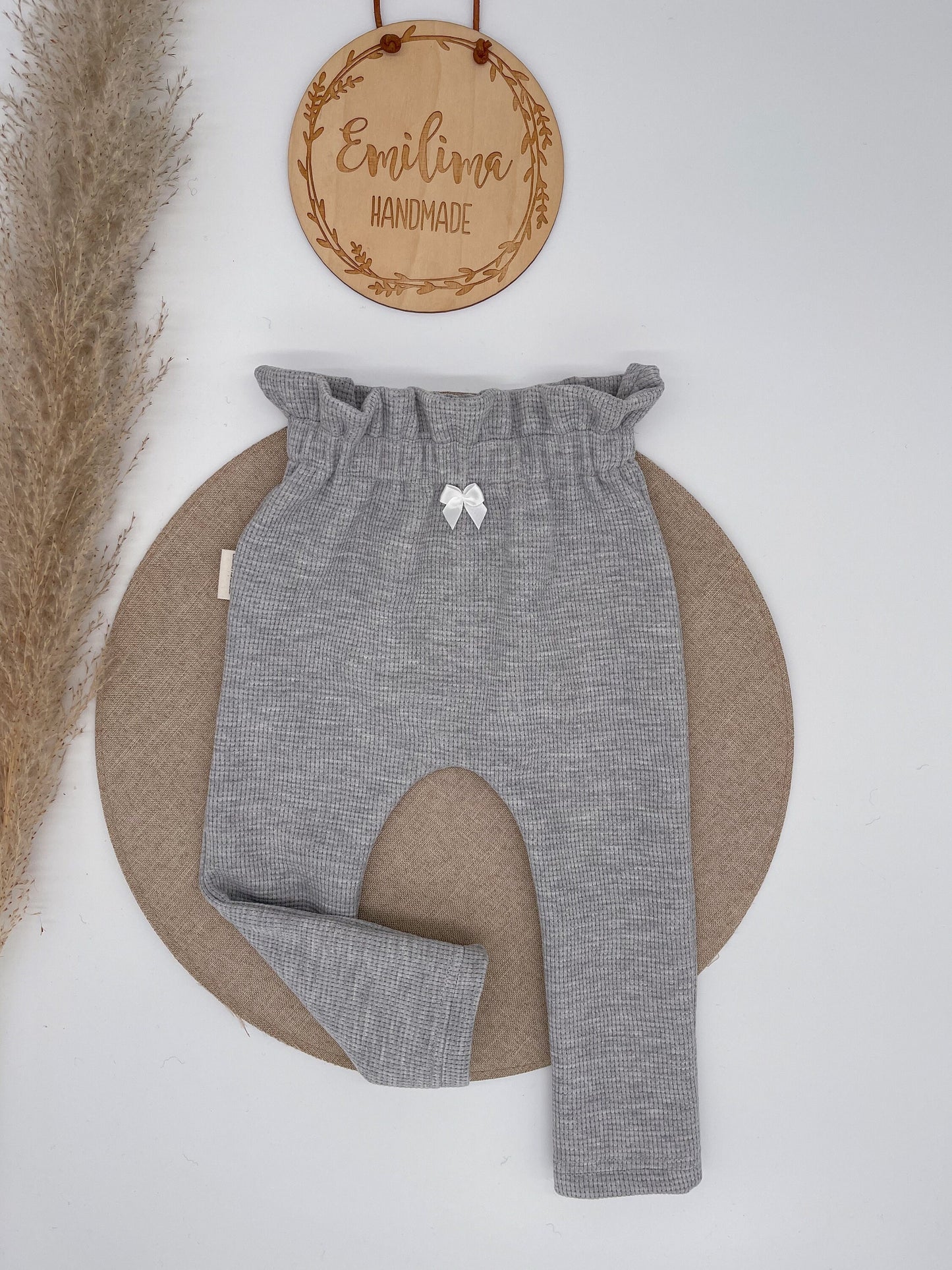 Paperbag Hose Paperbagpants Waffeljersey Uni Schleife