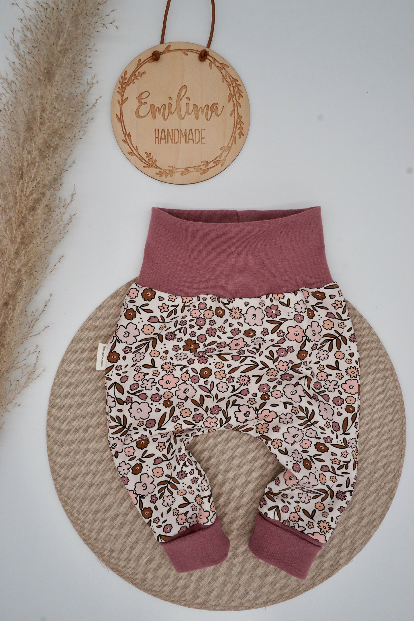 Pumphose Baby Kleinkind Mädchen Baggypants Retro Blumen altrosa
