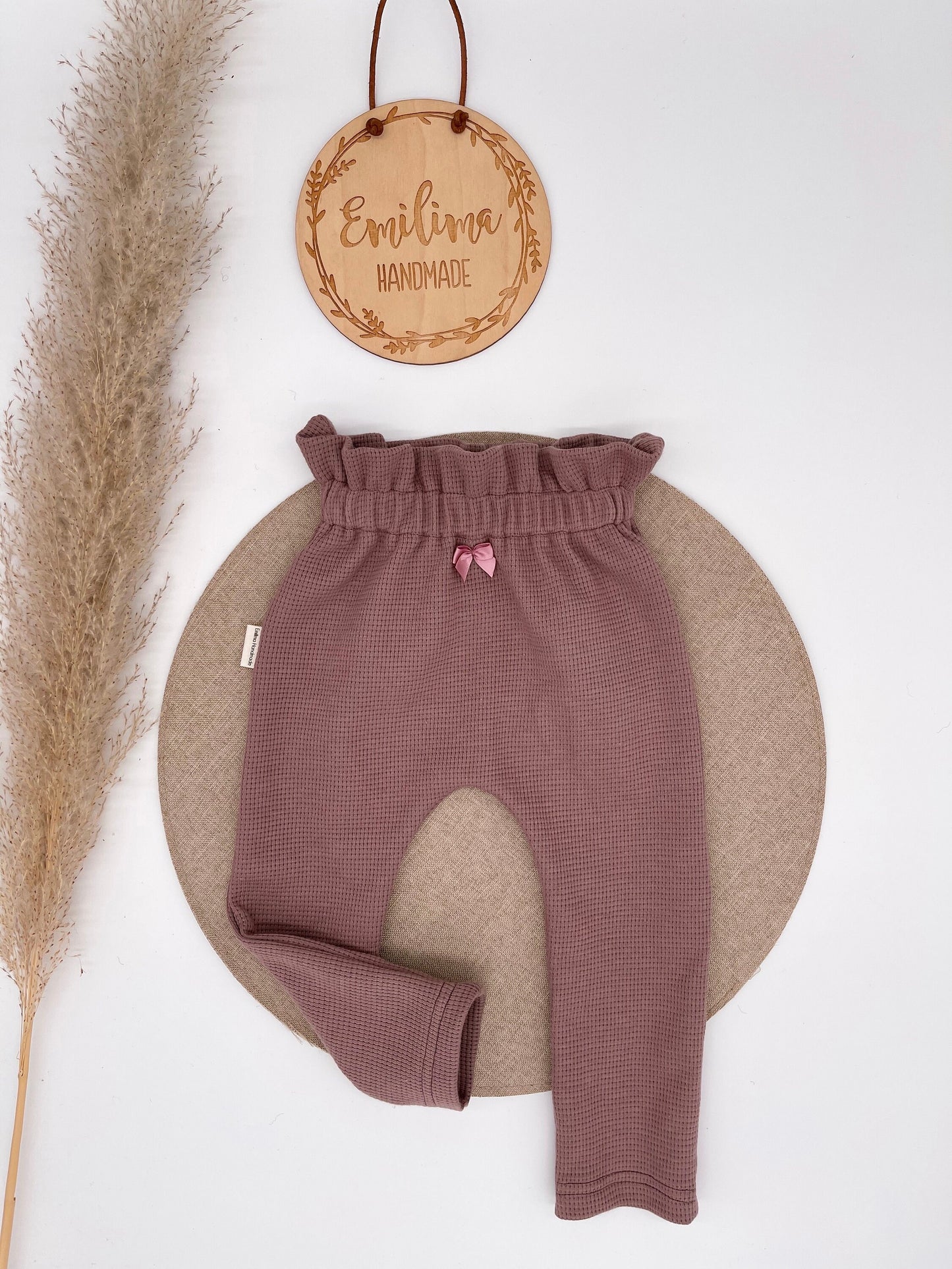 Paperbag Hose Paperbagpants Waffeljersey Uni Schleife