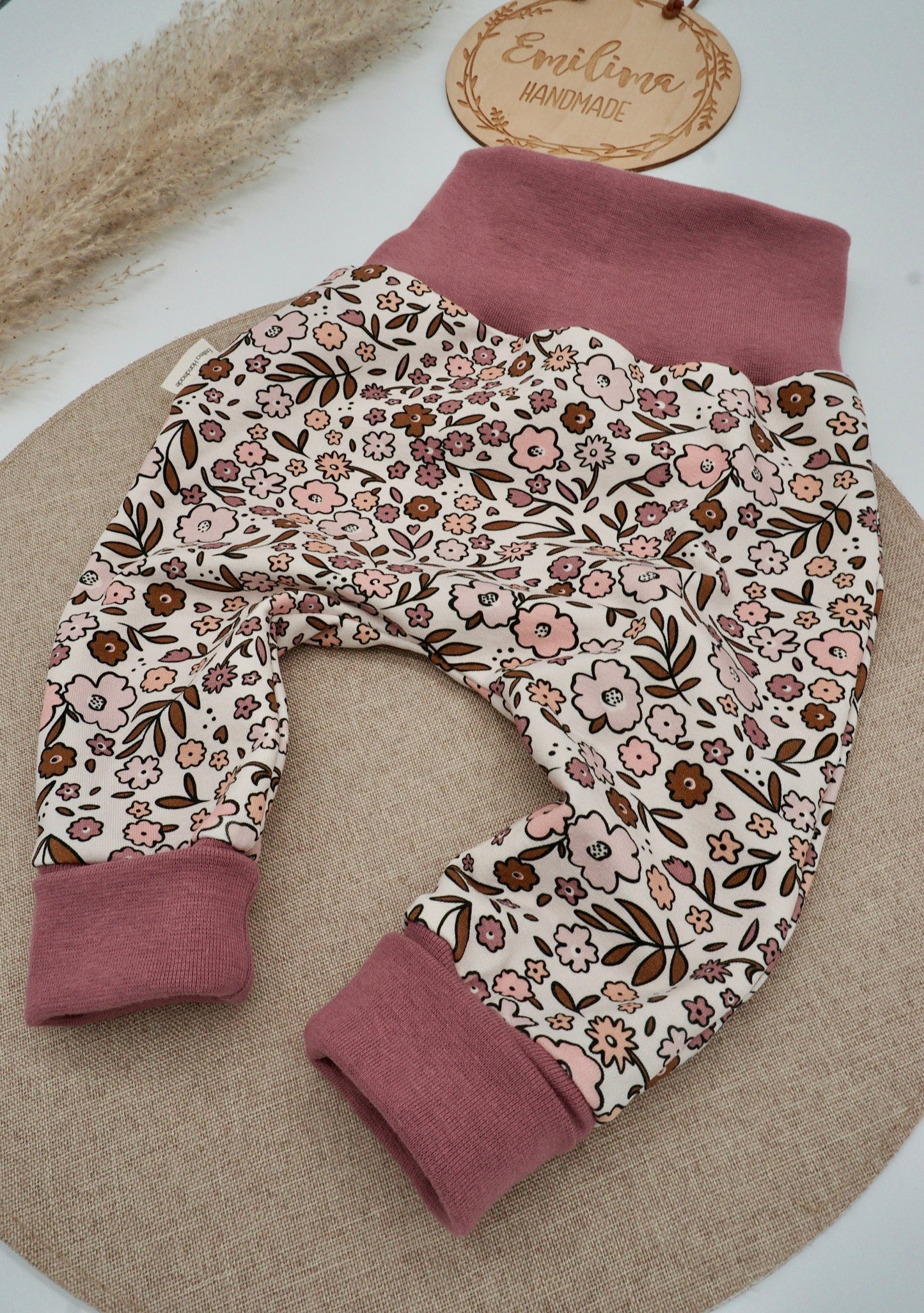 Pumphose Baby Kleinkind Mädchen Baggypants Retro Blumen altrosa