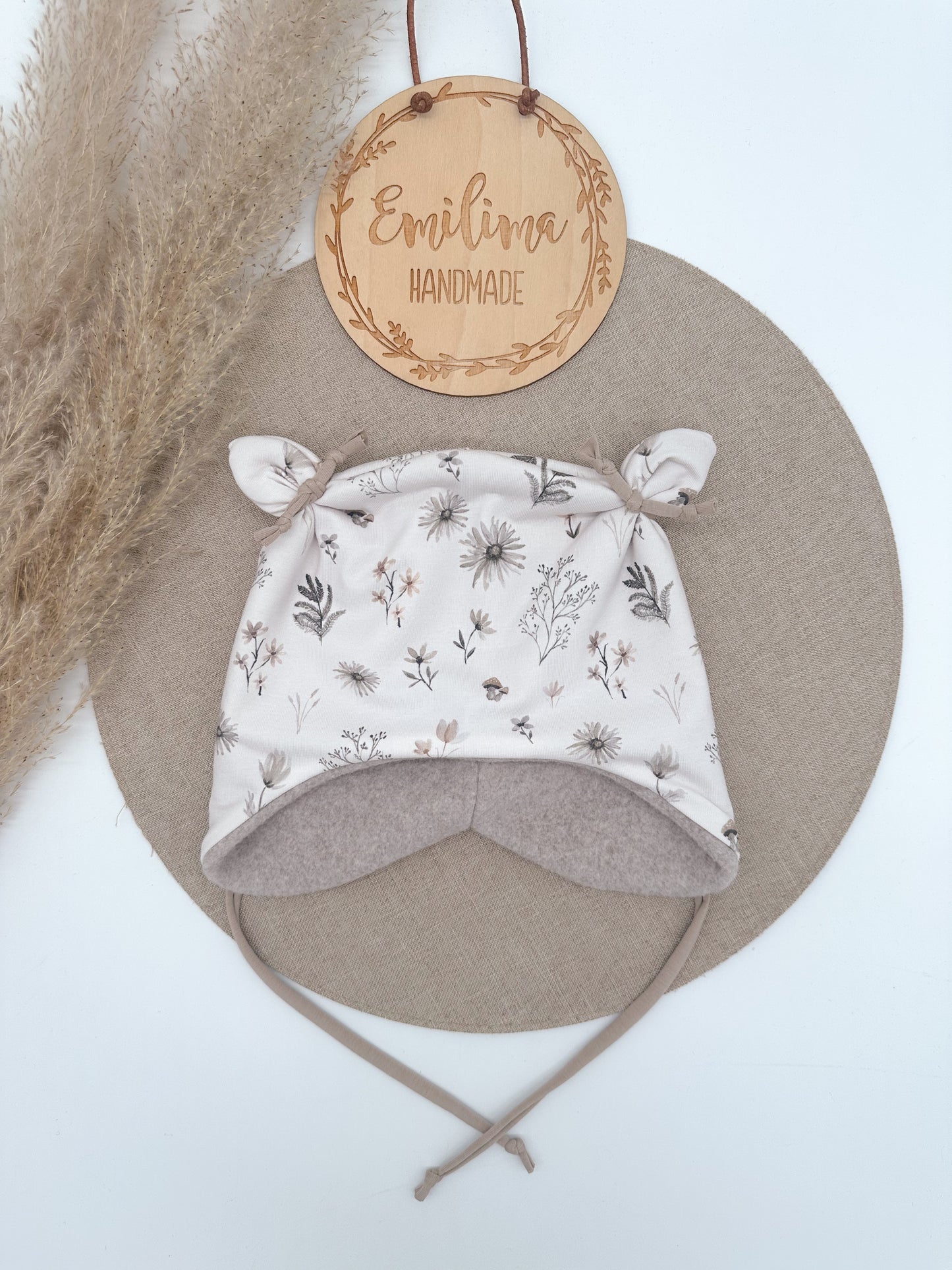 Öhrchenmütze Herbstblumen Baumwollfleece