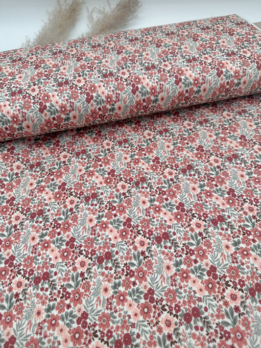 Rib Jersey Blumenwiese Cognac