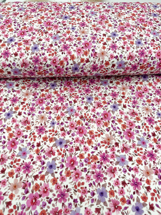 Jersey Stoff Aquarell Blumen pink