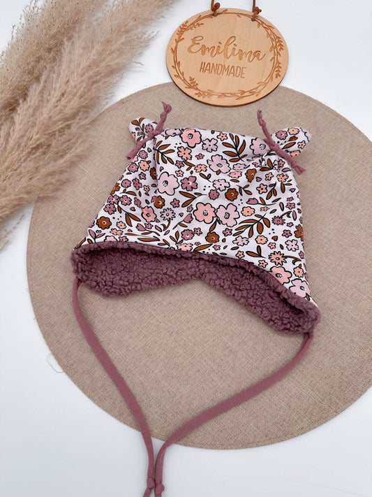 Öhrchenmütze Teddyfleece beere