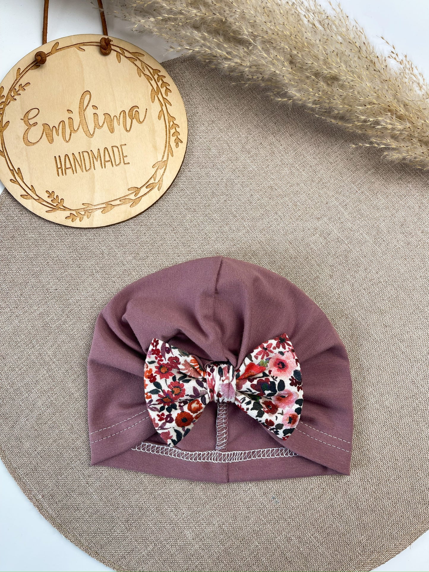 Turbanmütze Altrosa Aquarell rot