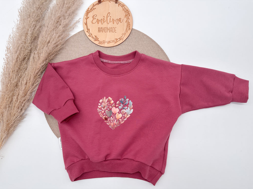 Herbst Oversize Sweater Uni Himbeere Gr.74