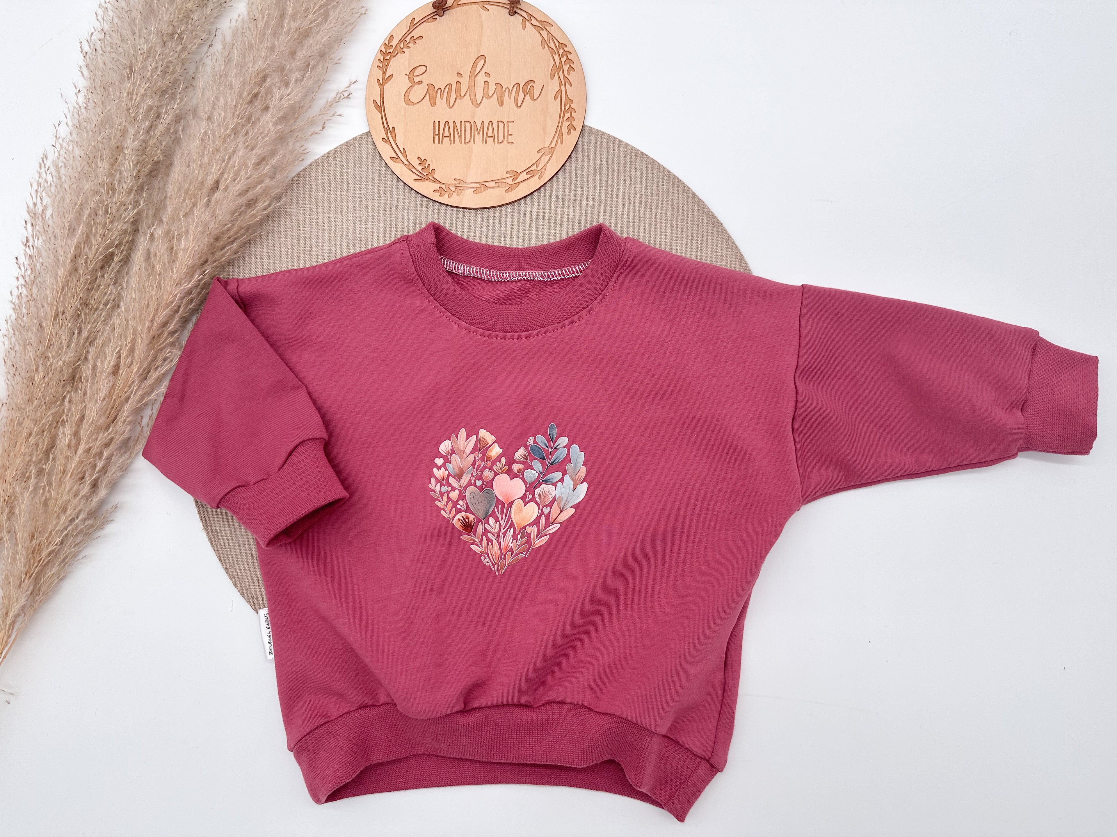 Herbst Oversize Sweater Uni Himbeere Gr.74