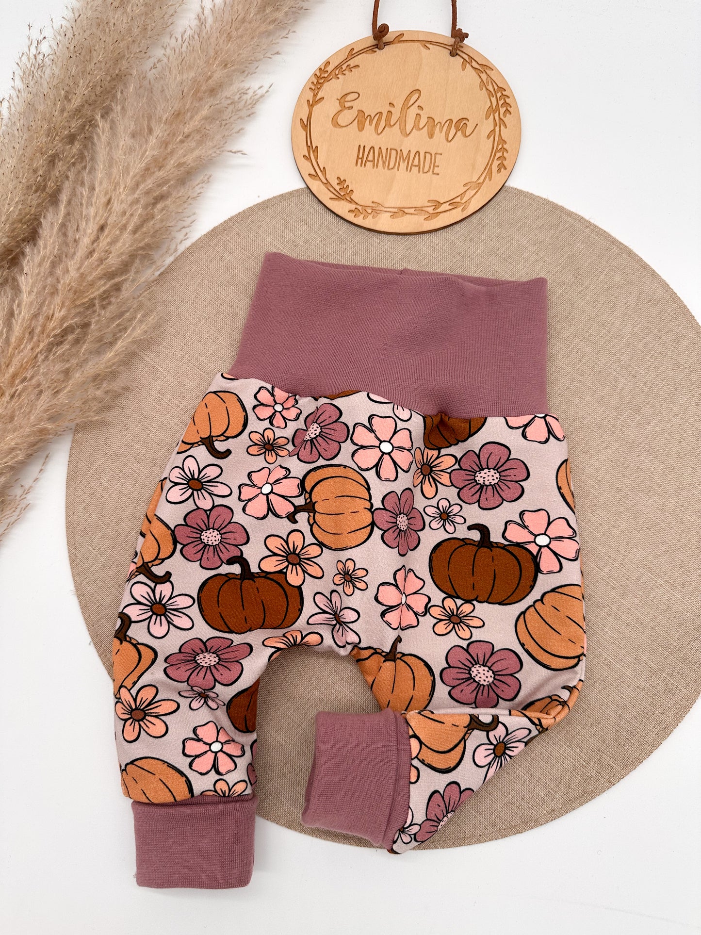 Baggypants Kürbis& Blumen altrosa