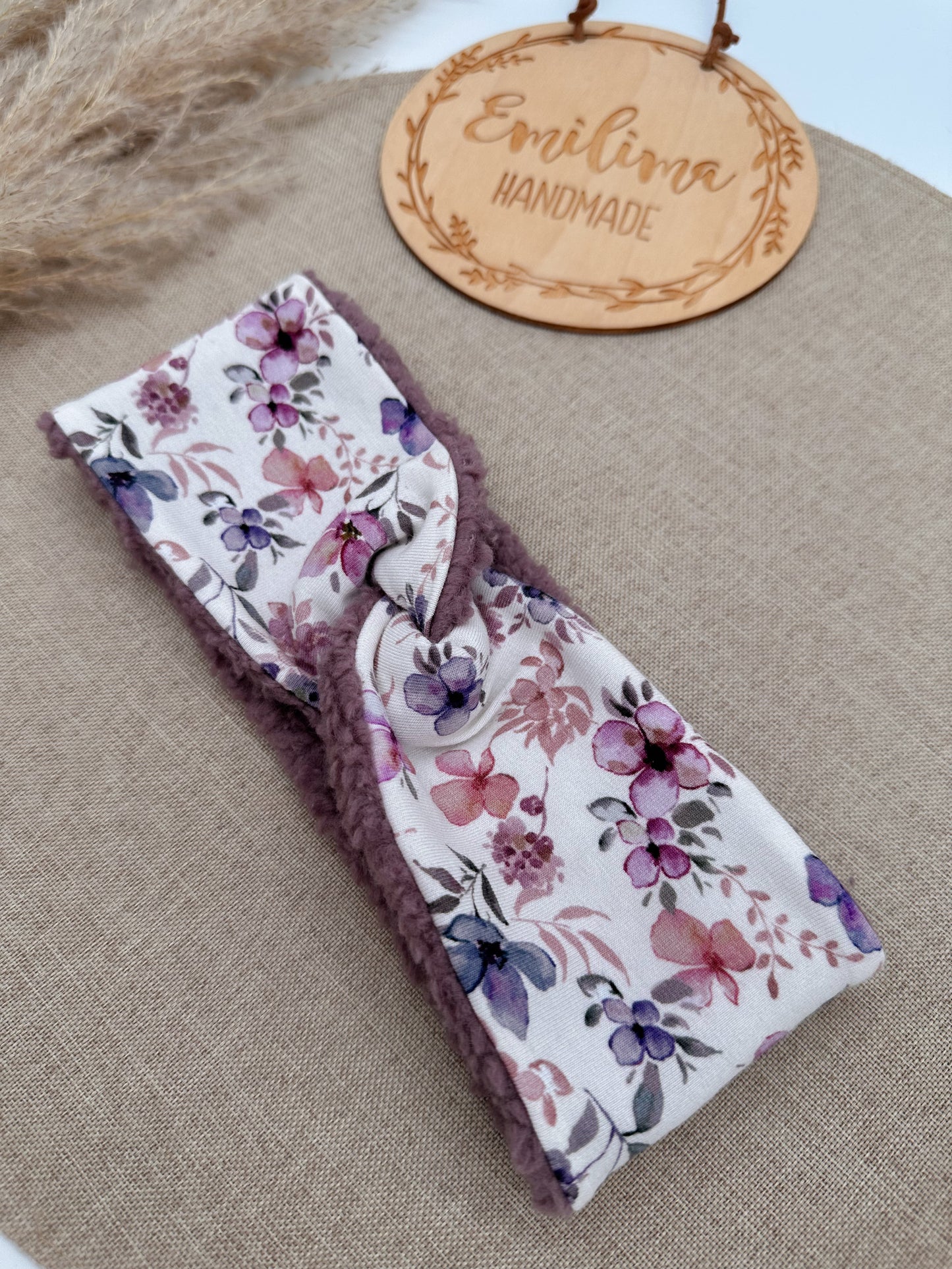 Haarband gefüttert mit Teddyfleece Beere