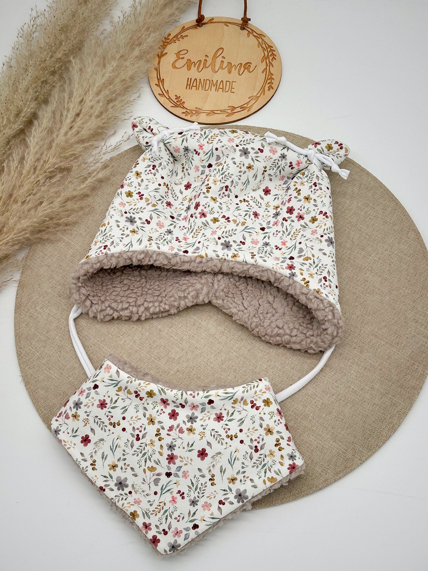 Set Wintermütze Öhrchenmütze und Halstuch|aus Teddyfleece - für  Babys und Kinder