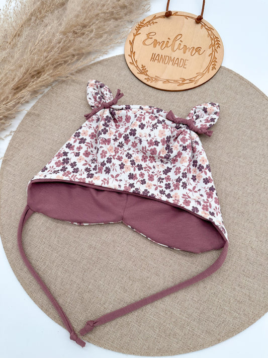 Übergangsmütze Blume Creme altrosa