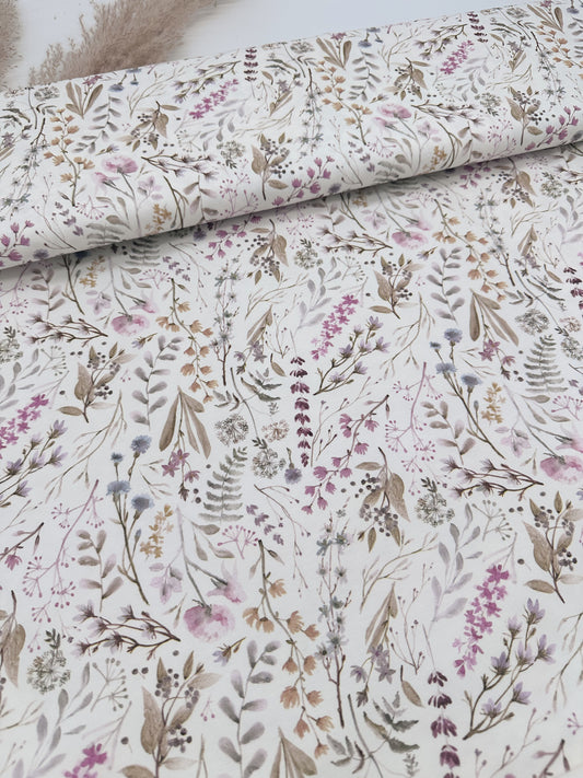Baumwolljersey Meterware Blumen& Gräser Öko Tex 100