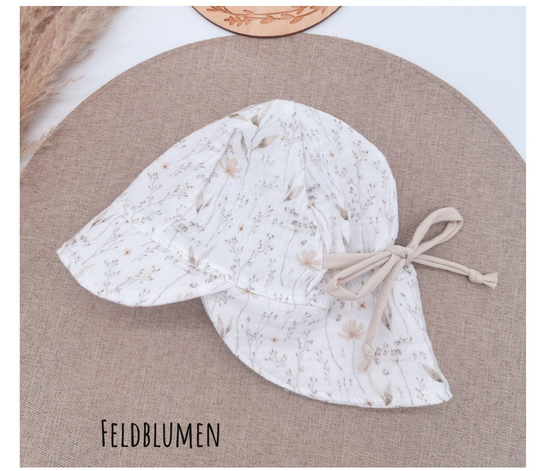 Sonnenhut Musselin Motive Baby Kleinkind Nackenschutz Schirmchen
