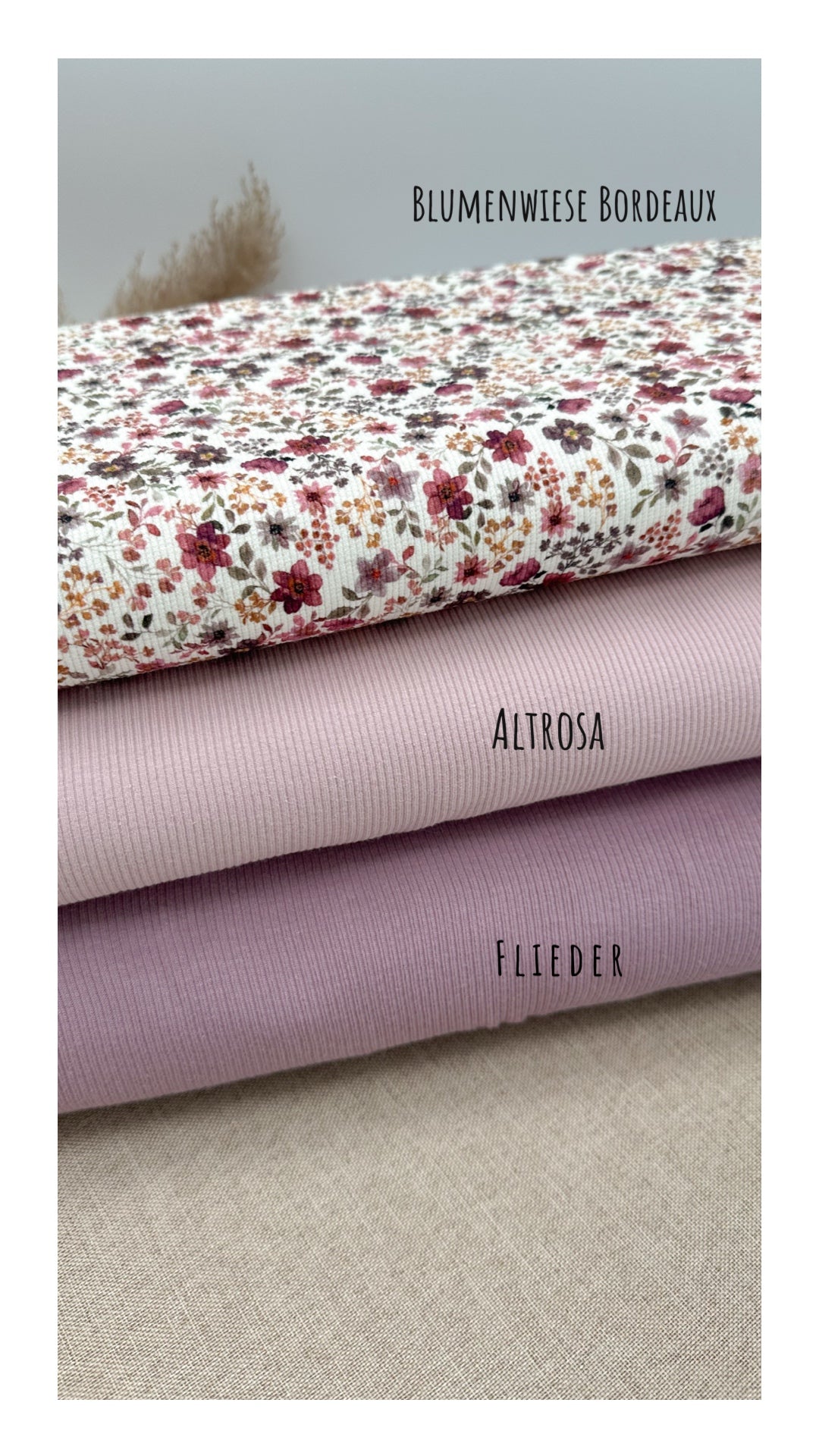 Rib Jersey Blumenwiese bordeaux Poppy Fabrics - einzeln oder im Paket