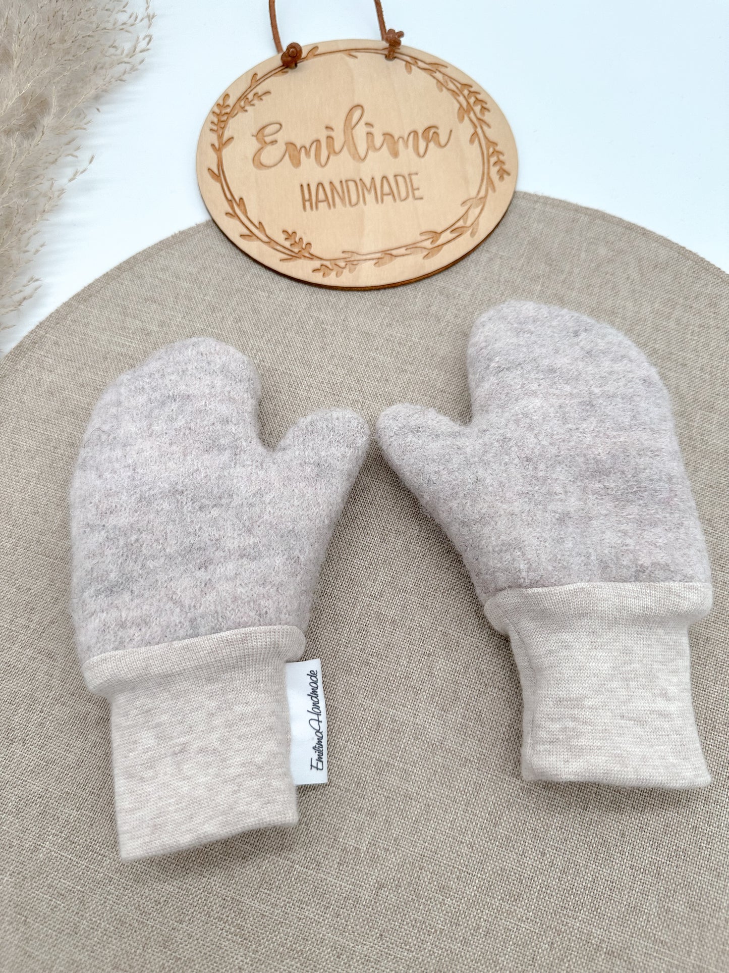 Handschuhe aus Wollwalk Uni / gefüttert mit Baumwollfleece