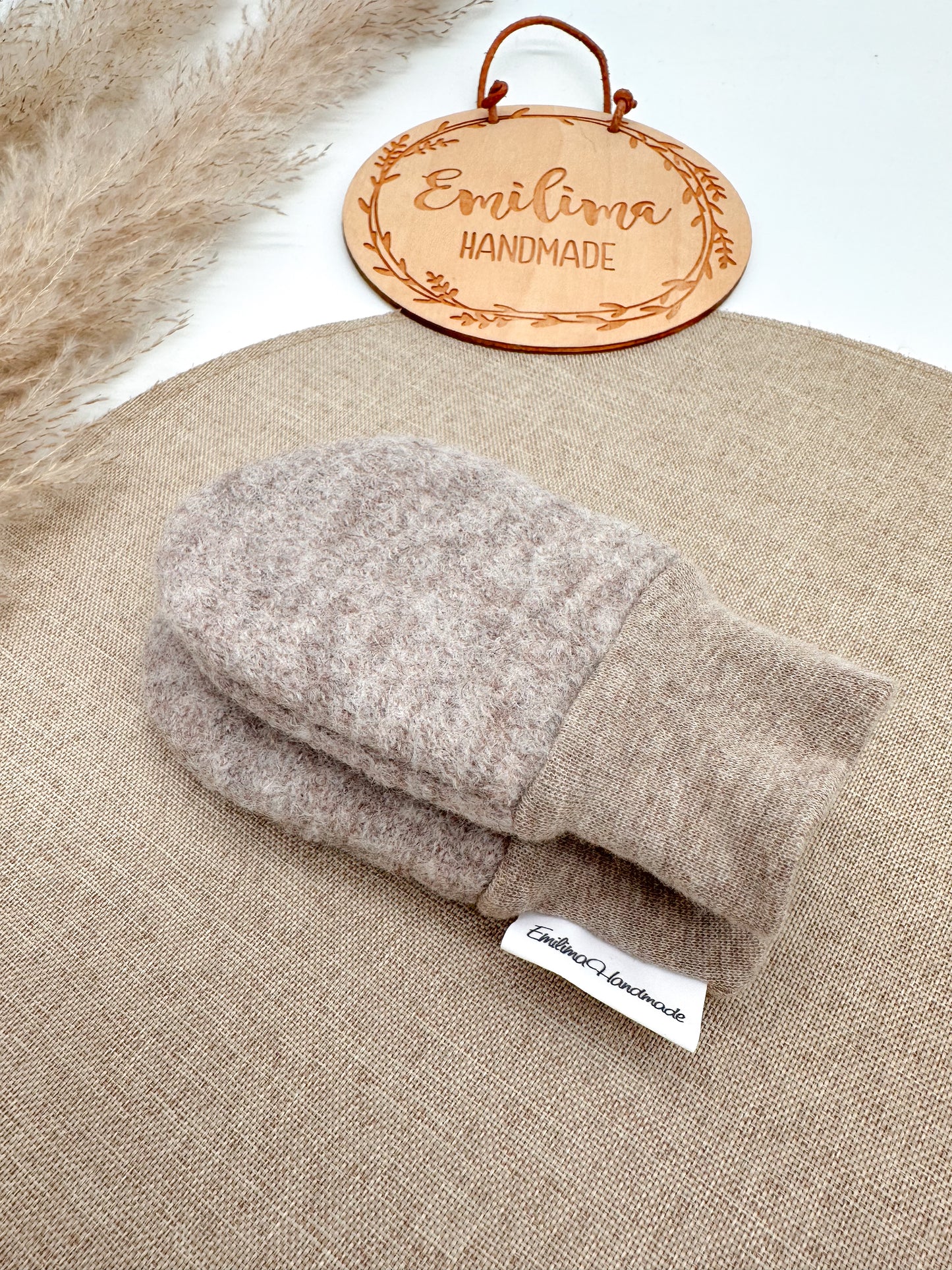 Handschuhe aus Wollwalk Uni / gefüttert mit Baumwollfleece