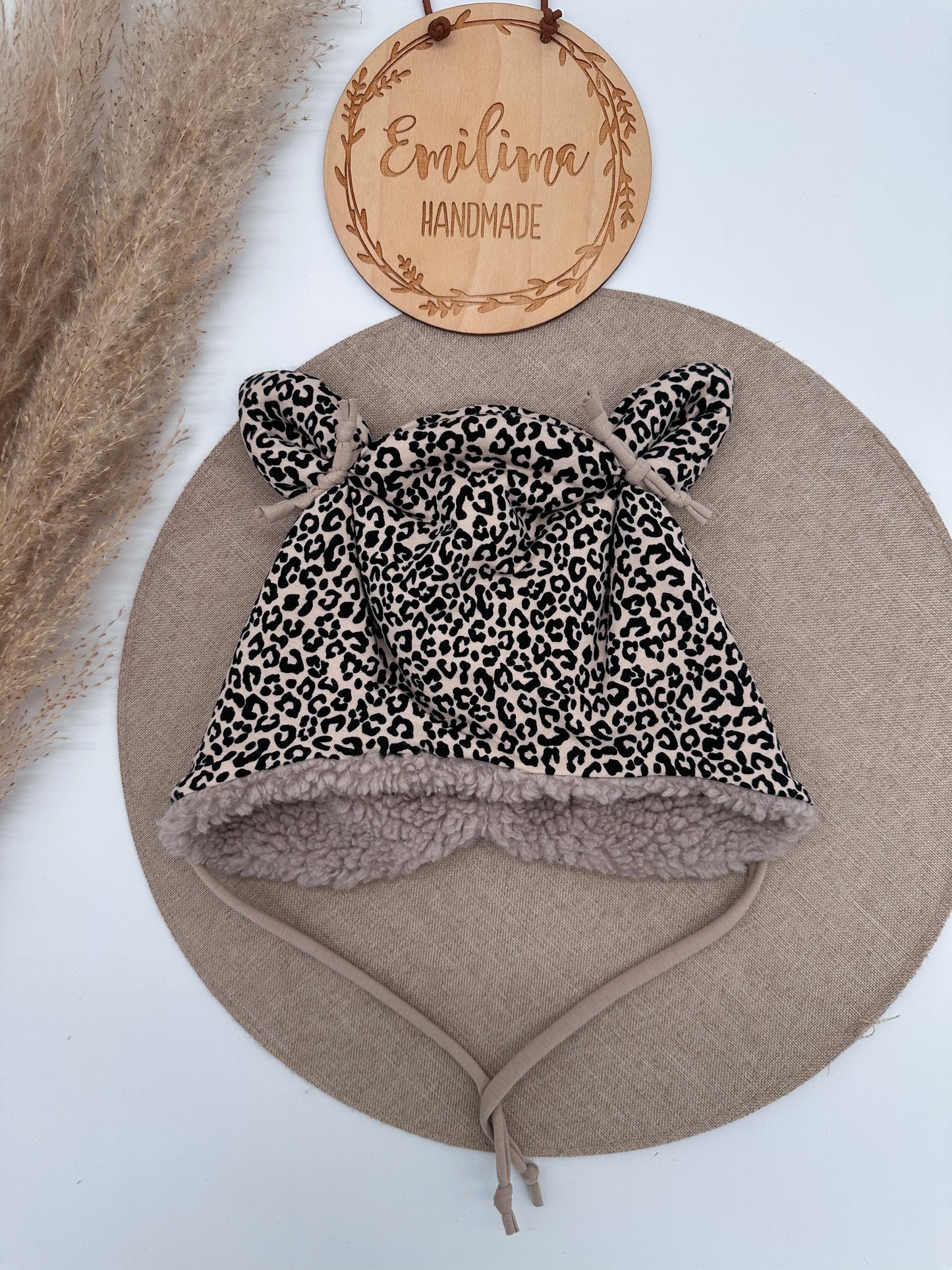 Set Wintermütze Öhrchenmütze und Loopschal  Teddyfleece Baby Kleinkind