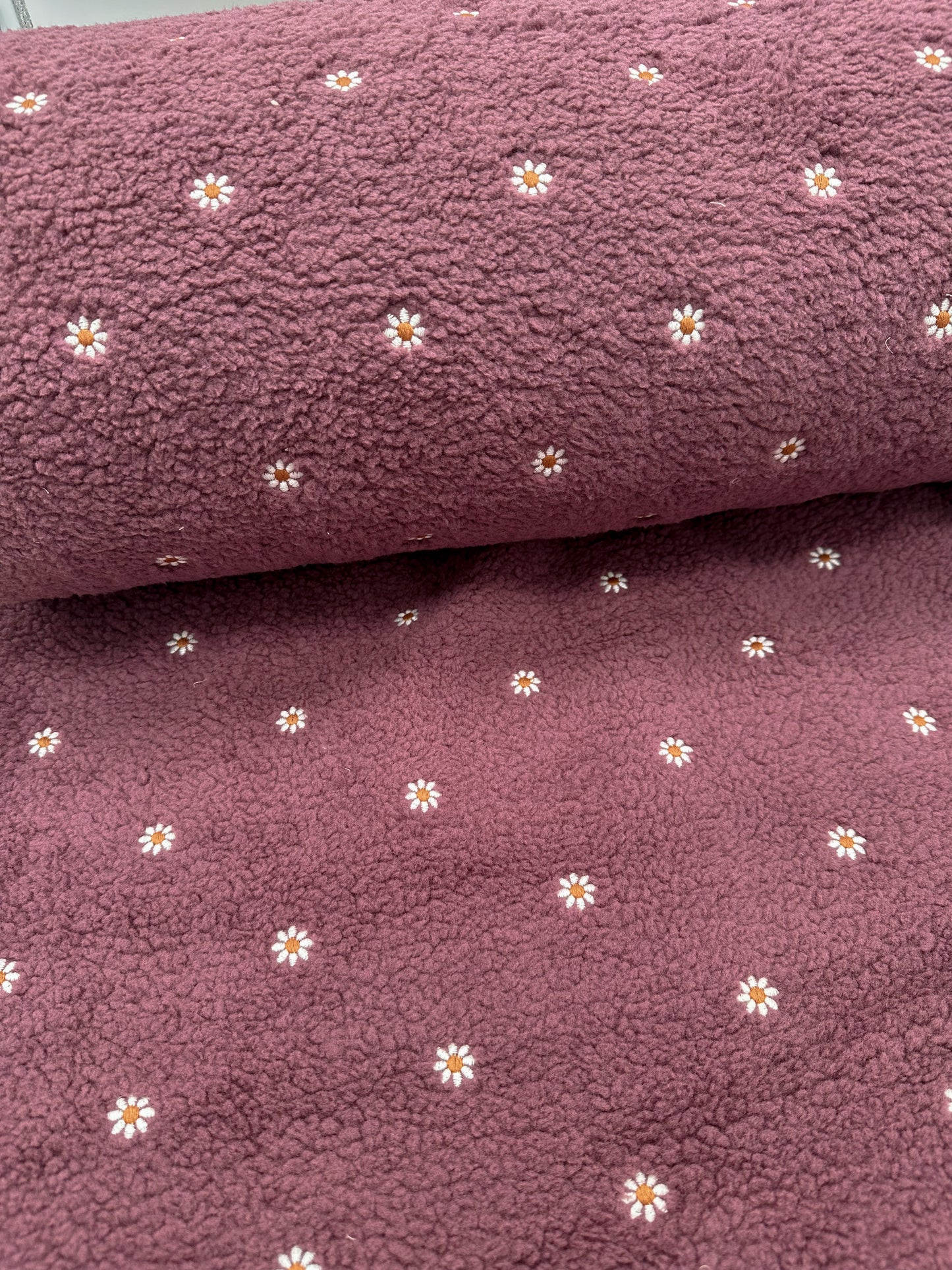 Stoff Teddyfleece Beere Blumen Meterware