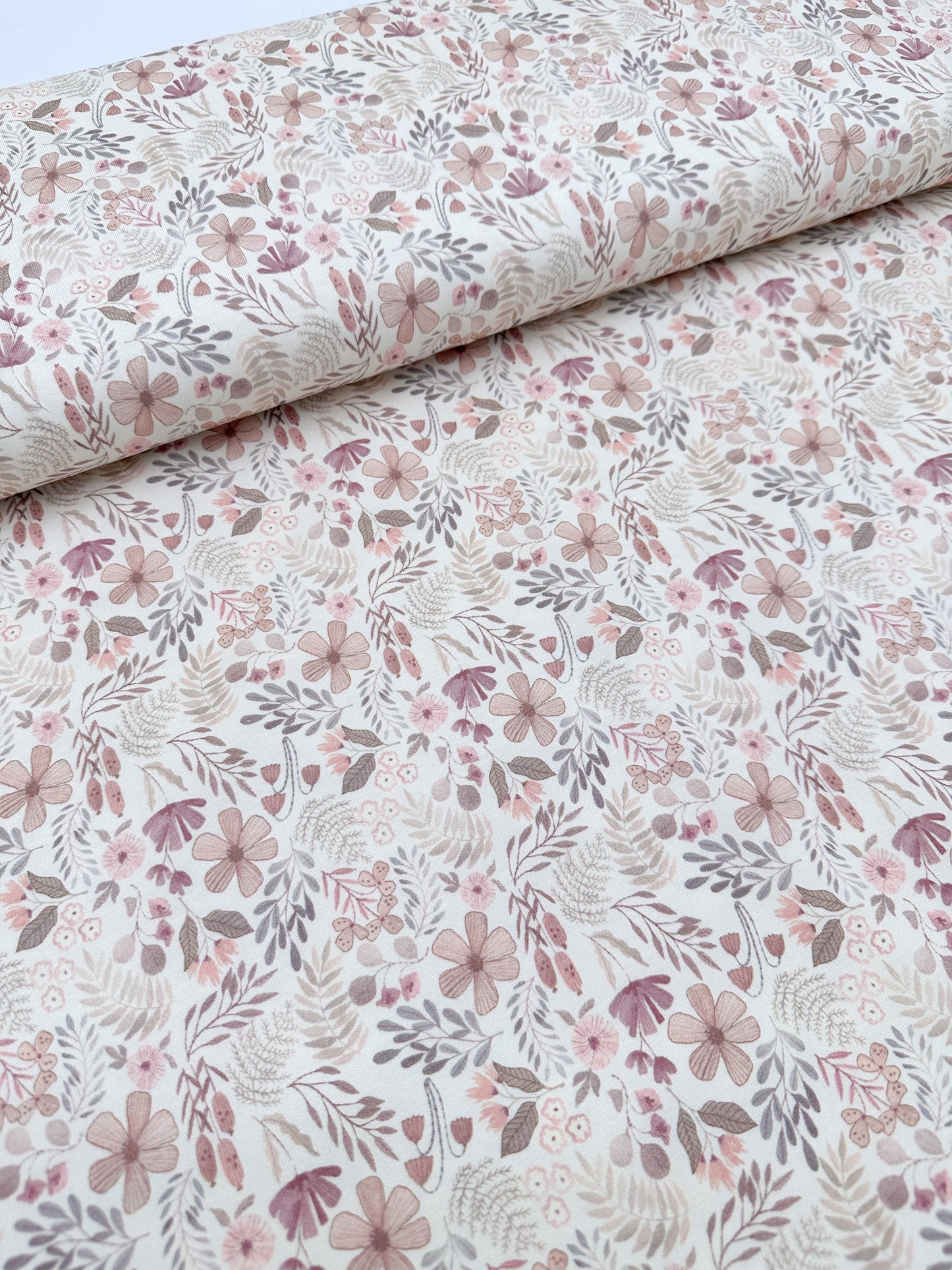 Baumwolljersey Stoff Meterware Pastell Frühlingsblumen