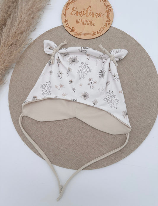 Mütze Öhrchenmütze Herbstblumen Baby Übergangsmütze