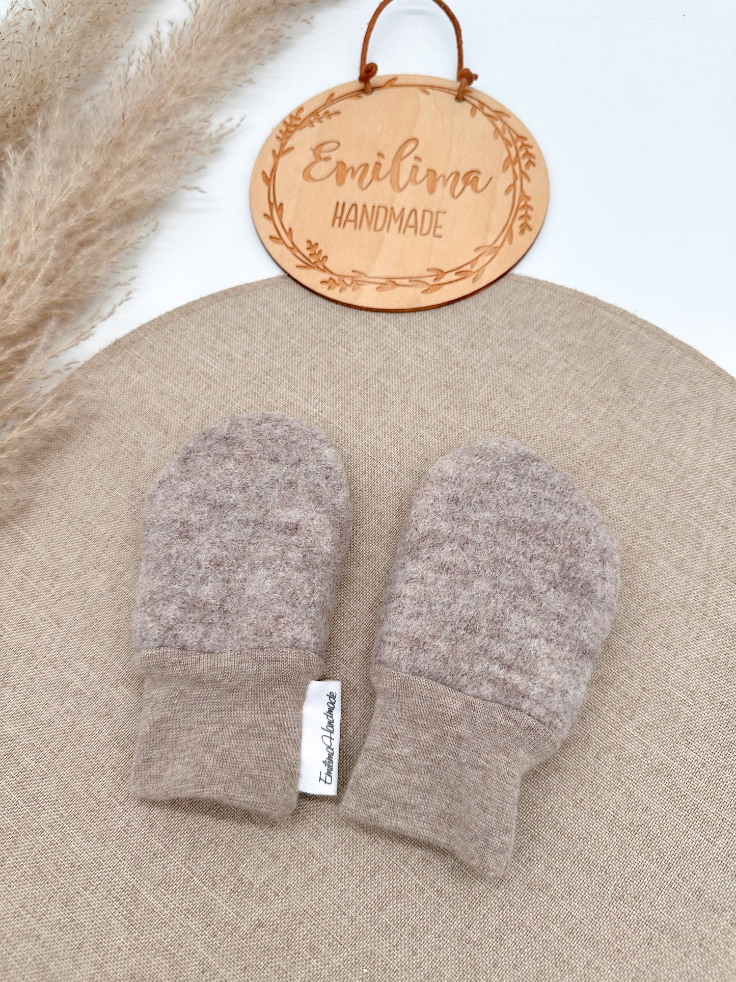 Handschuhe aus Wollwalk Uni / gefüttert mit Baumwollfleece