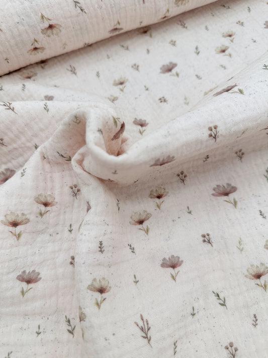 Meterware Musselin Baumwollmusselin Double gauze Stoff boho Blumen
