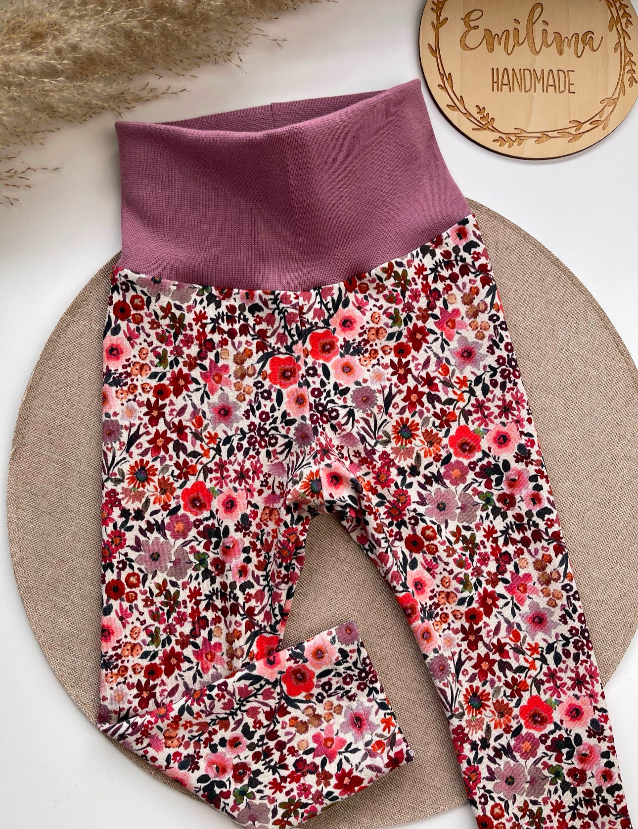 Leggins Aquarell Blumen rot