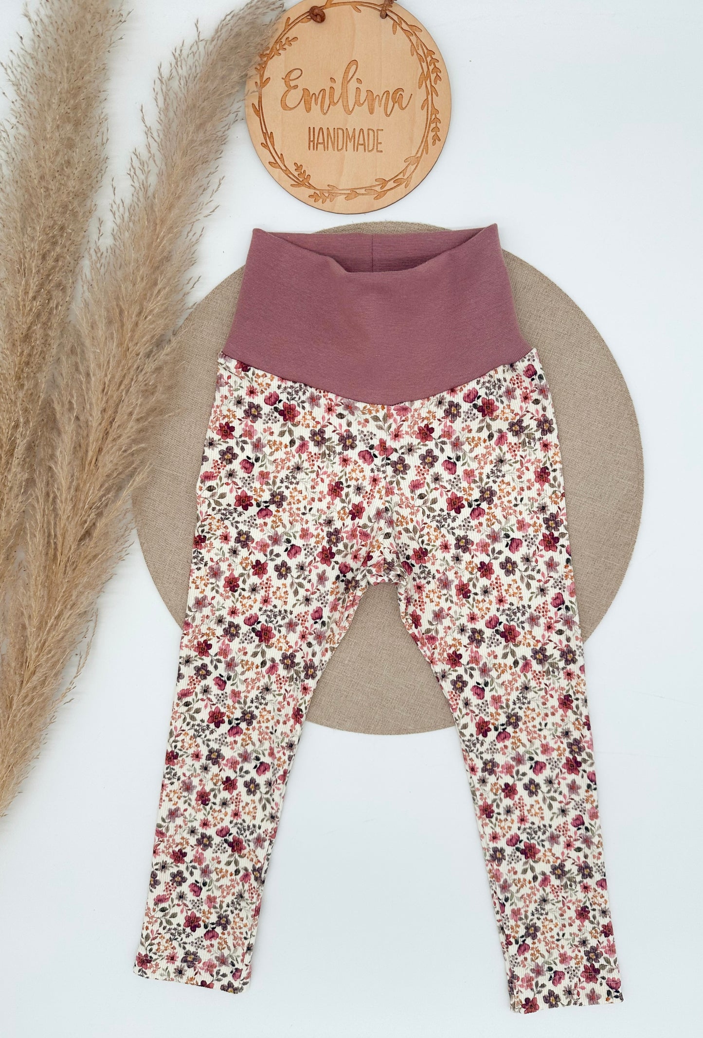 Rib Leggins Blumenwiese Bordeaux