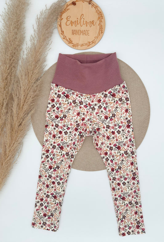 Rib Leggins Blumenwiese Bordeaux