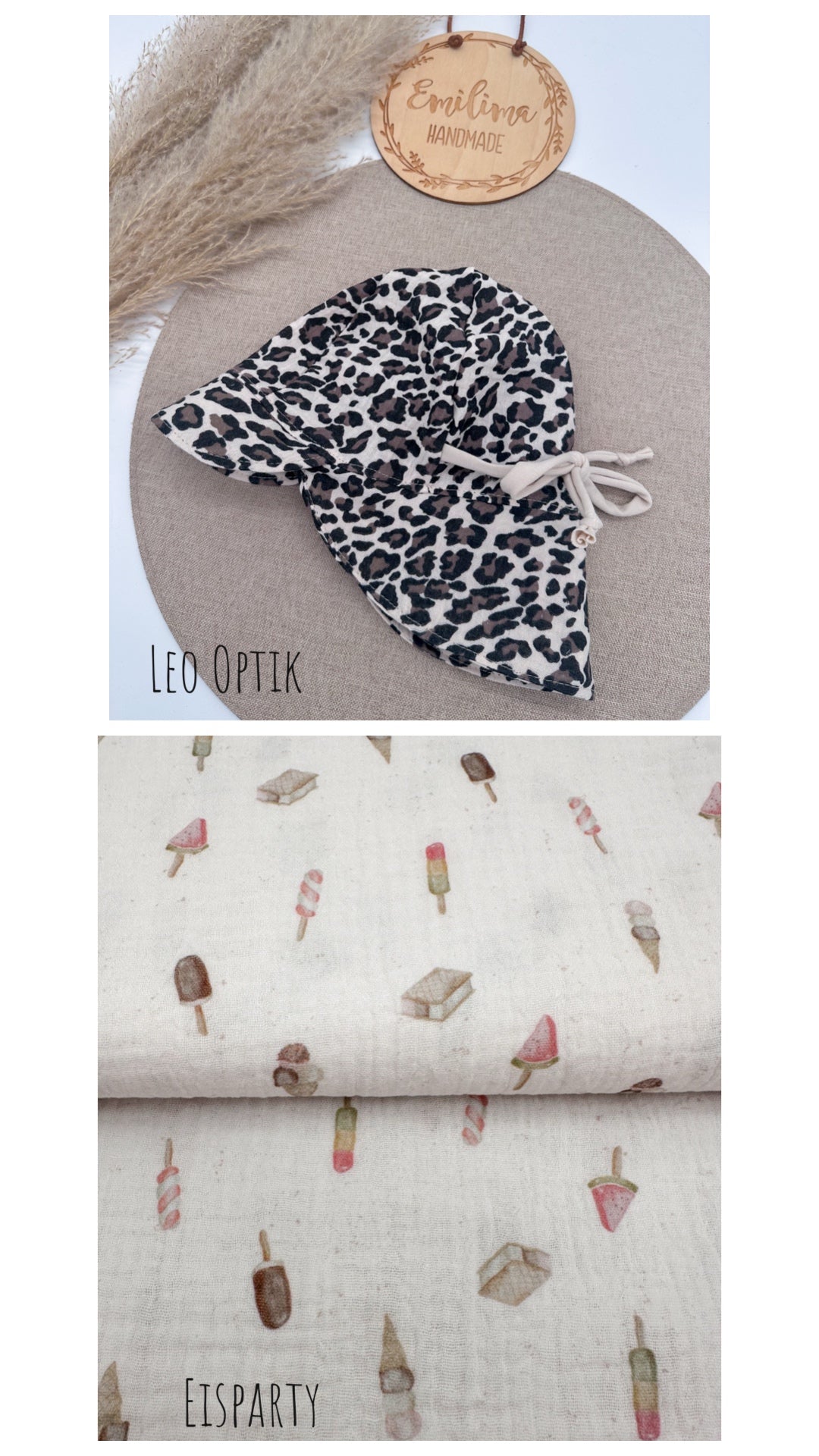 Sonnenhut Musselin Motive Baby Kleinkind Nackenschutz Schirmchen